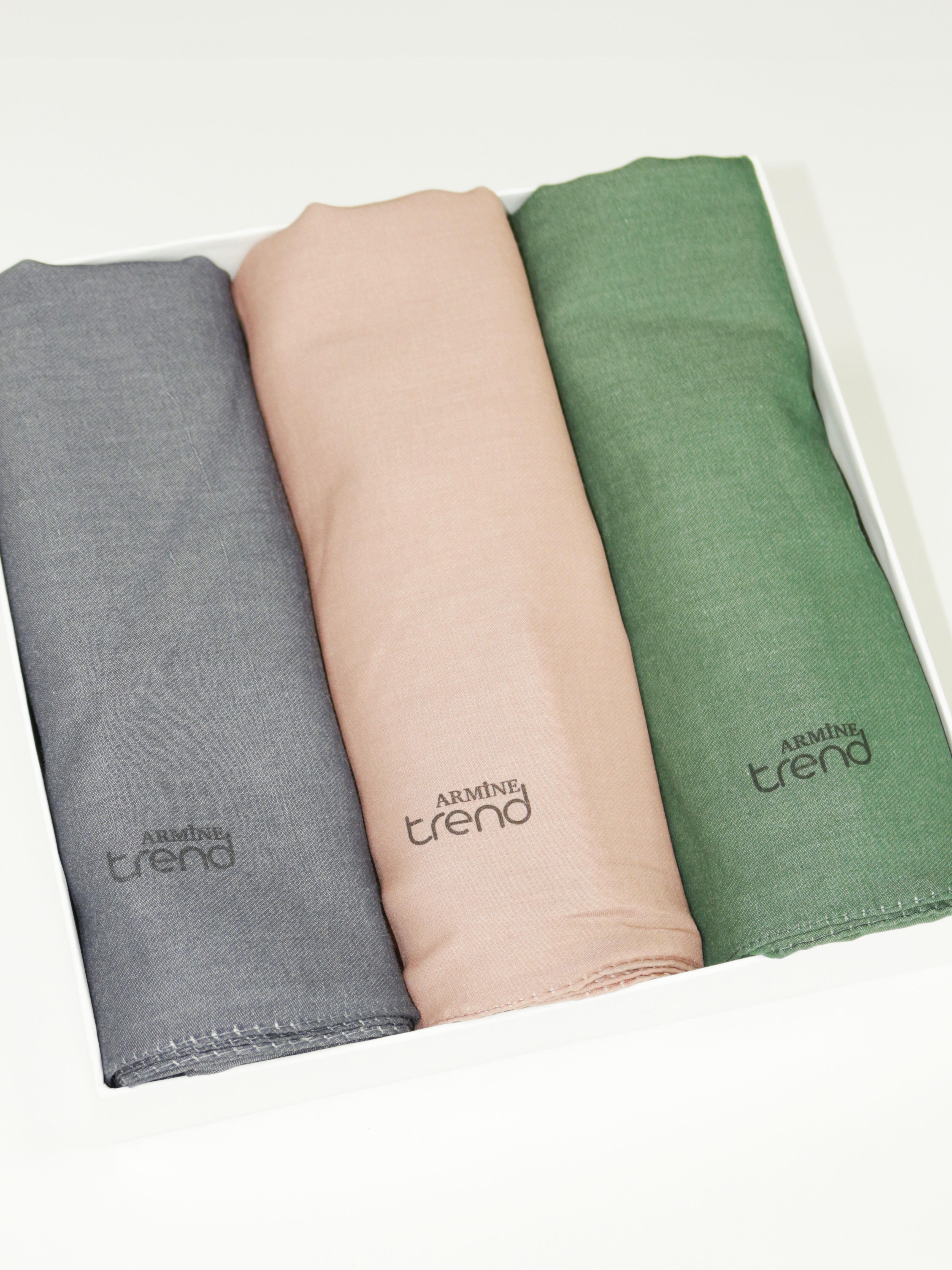 Armine Düz Renk, Pamuklu Seher Şal - 3'lü Set