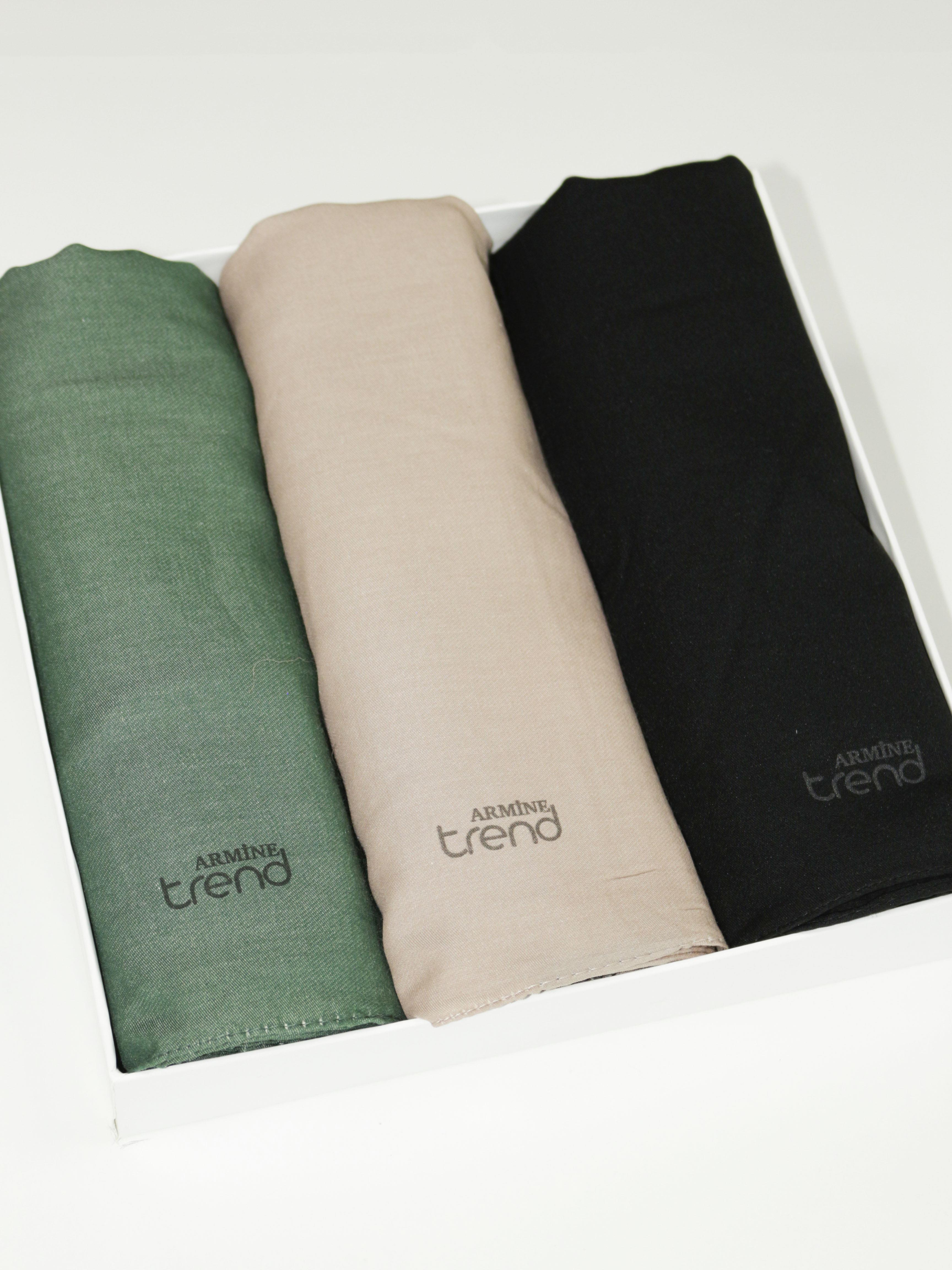 Armine Düz Renk, Pamuklu Seher Şal - 3'lü Set