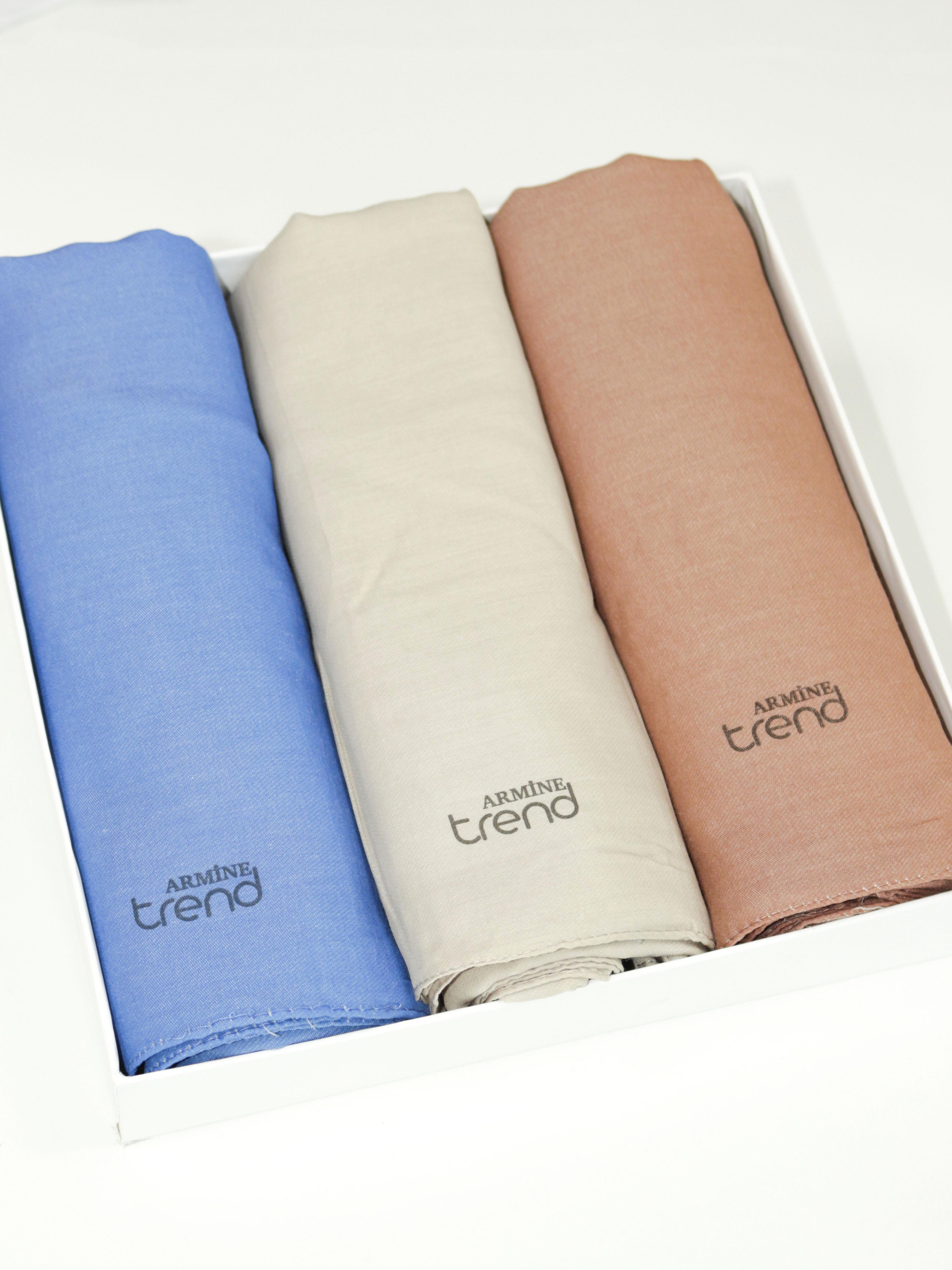 Armine Düz Renk, Pamuklu Seher Şal - 3'lü Set