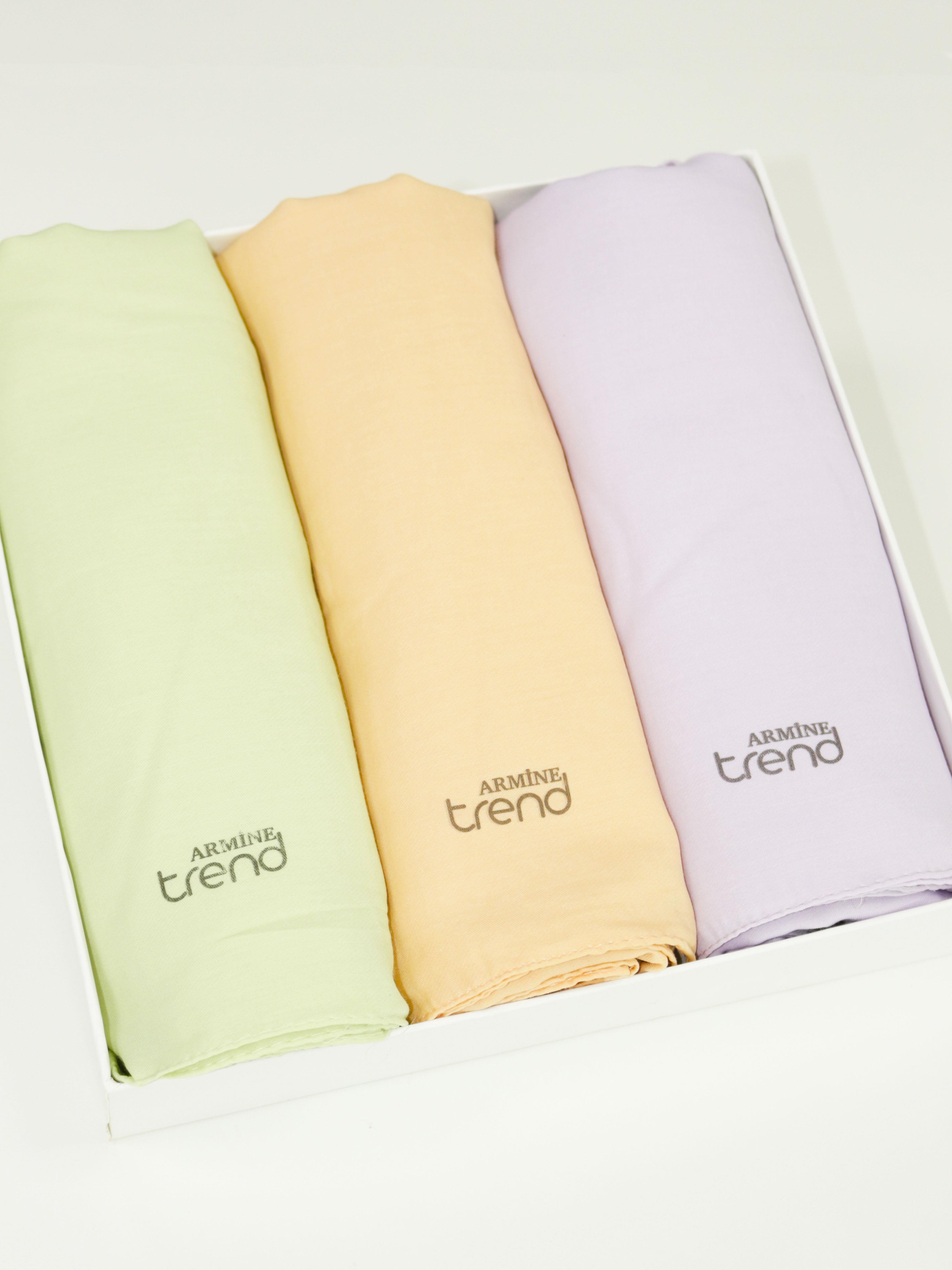 Armine Düz Renk, Pamuklu Seher Şal - 3'lü Set