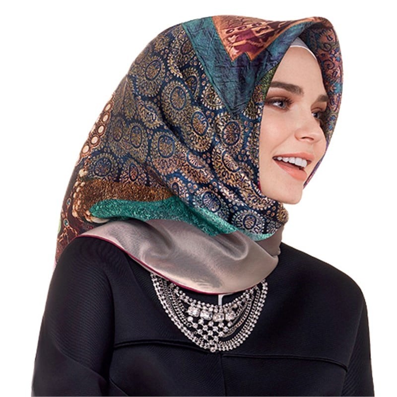 Armine Hafif Defolu İpek Eşarp - 7639D-11 - Tivil - C713