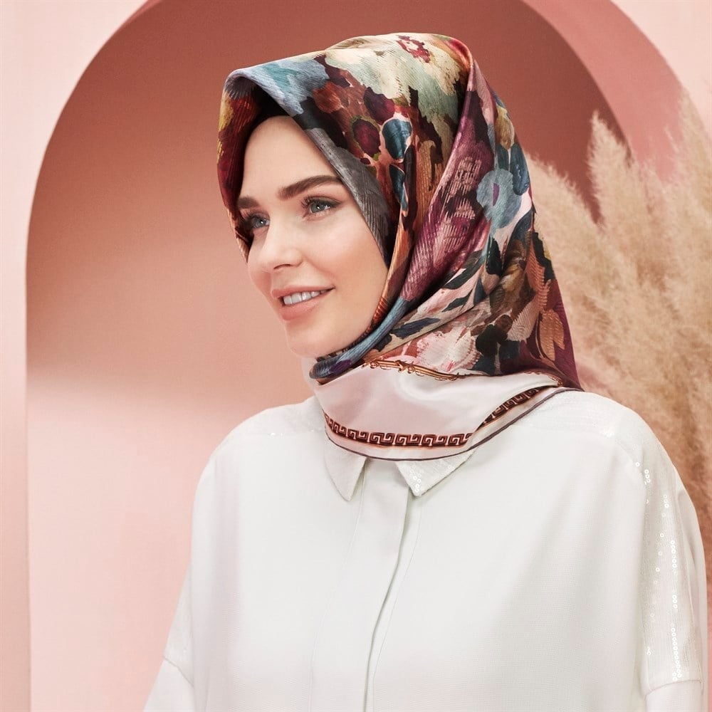 Armine Hafif Defolu İpek Eşarp - 8109D-38 - Tivil - C785