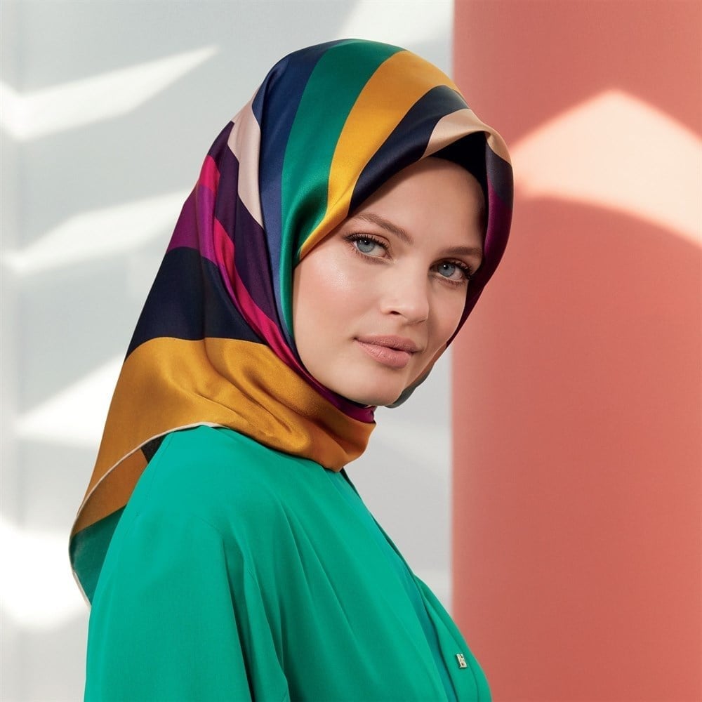 Armine Hafif Defolu İpek Eşarp - 8301D-84 - Tivil - C561