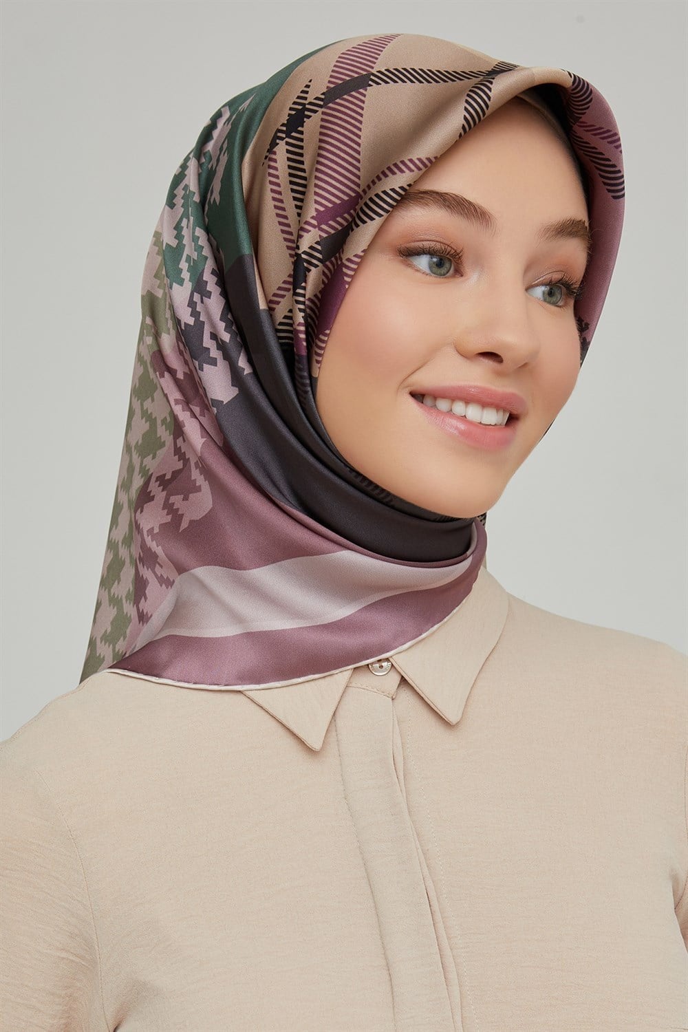 Armine Hafif Defolu İpek Eşarp - 8620D-36 - Tivil - C736
