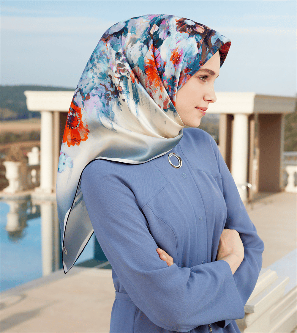 Armine Hafif Defolu İpek Eşarp - 8949D-54 - Tivil - C818