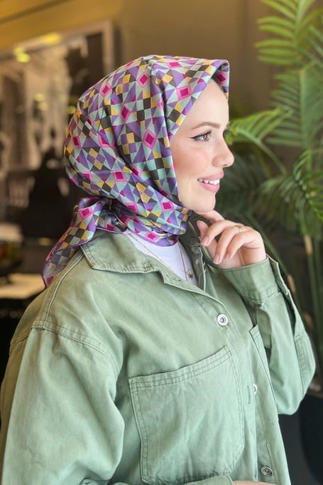Armine Hafif Defolu İpek Eşarp - 9045D-02 - Tivil - C892