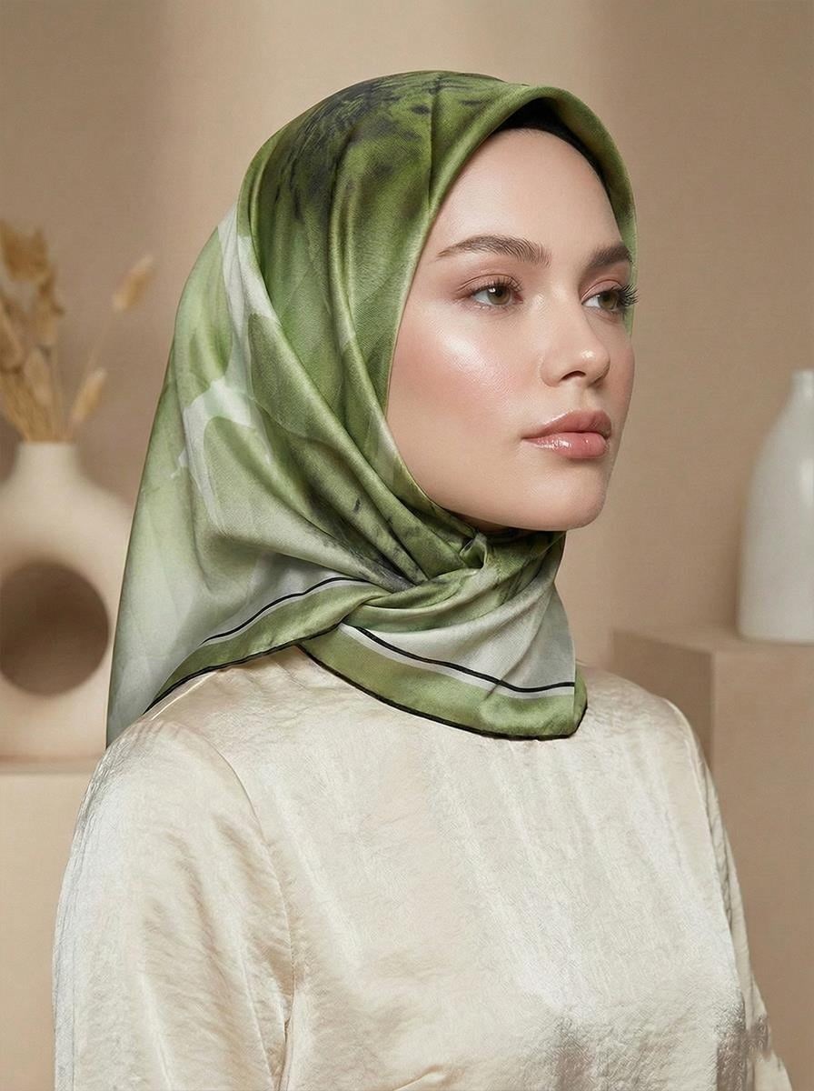 Armine Hafif Defolu İpek Eşarp - 9100D-05 - Tivil - C392