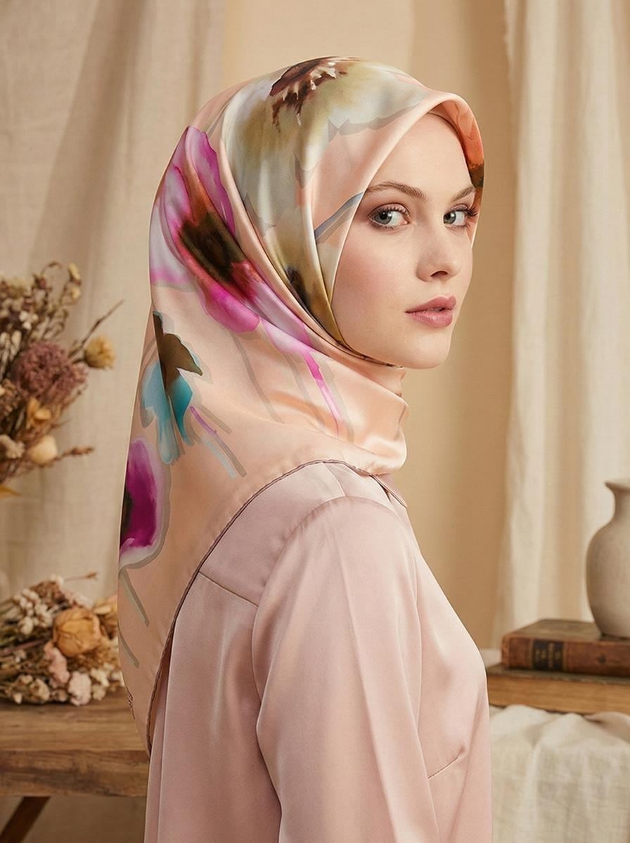 Armine Hafif Defolu İpek Eşarp - 9105D-31 - Tivil - C563