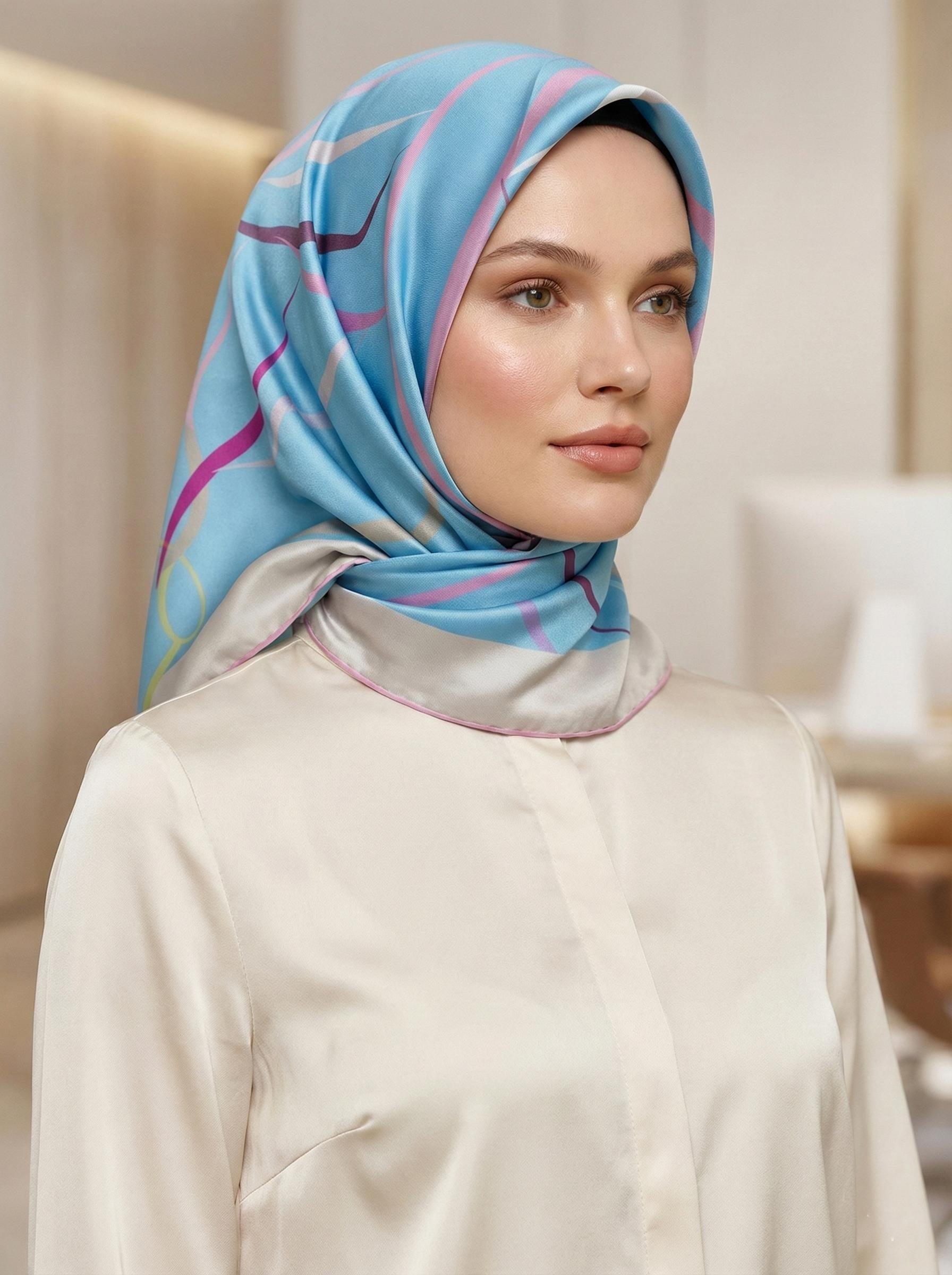 Armine Hafif Defolu İpek Eşarp - 9115D-83 - Tivil - C587