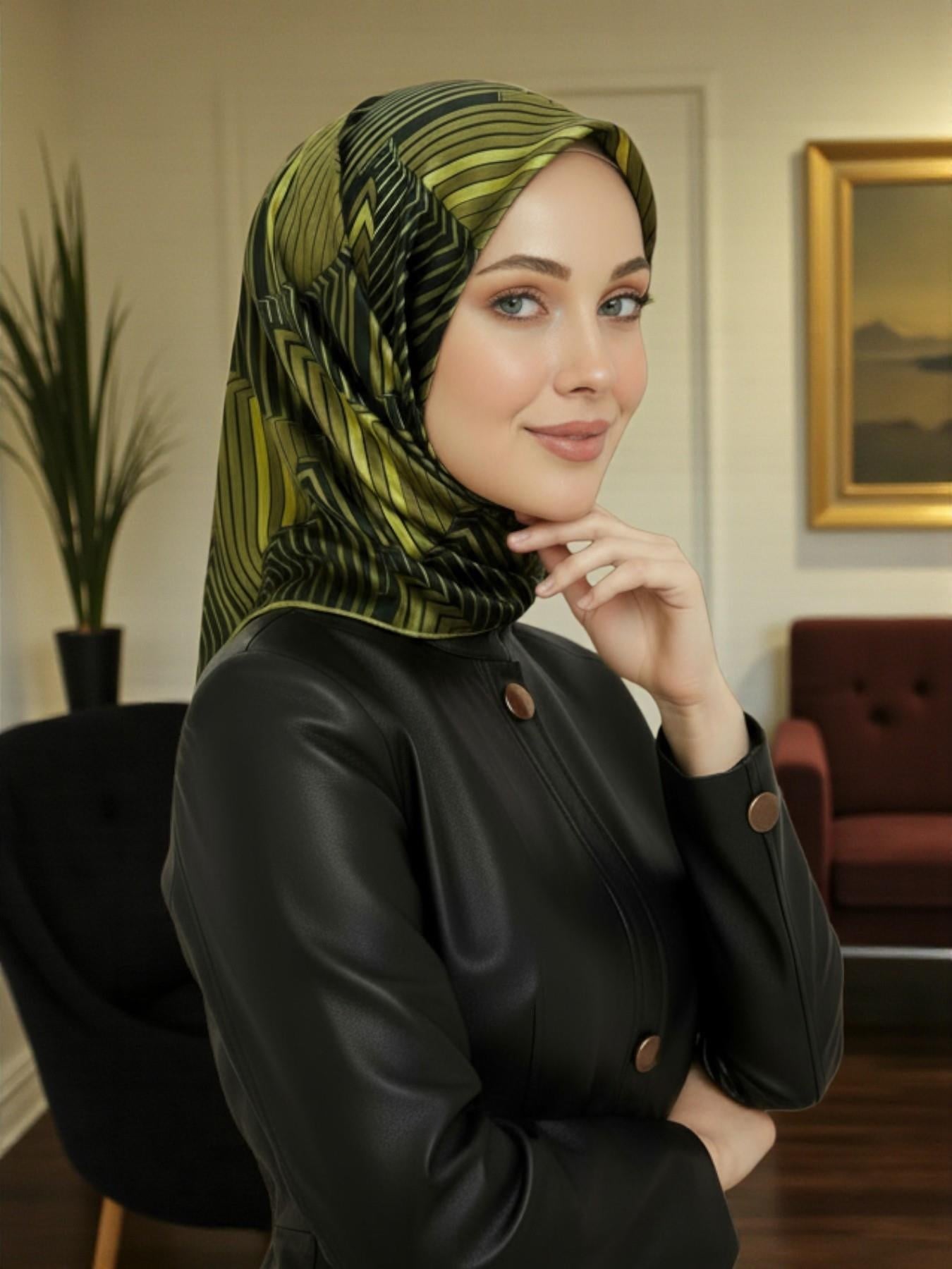 Armine Hafif Defolu İpek Eşarp - 9218D-04 - Tivil - C812