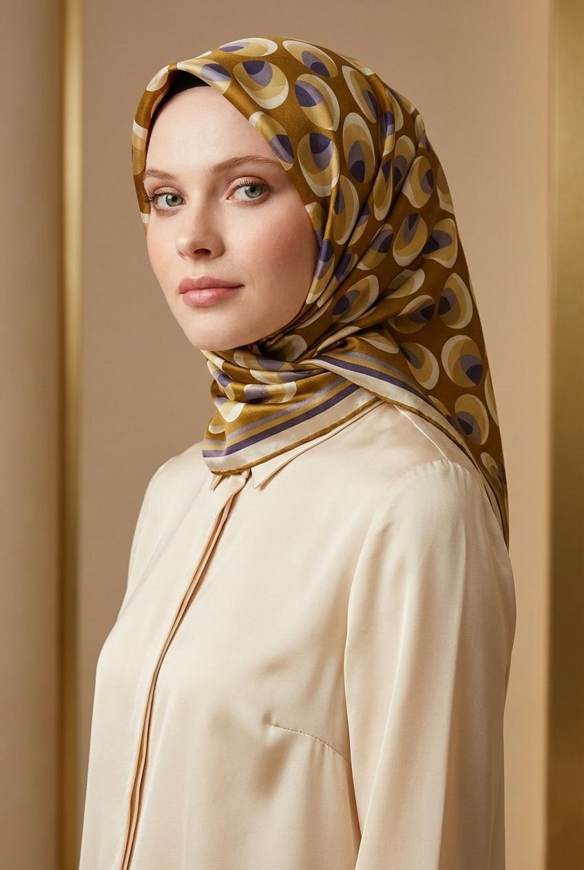 Armine Hafif Defolu İpek Eşarp - 9219D-06 - Tivil - C559