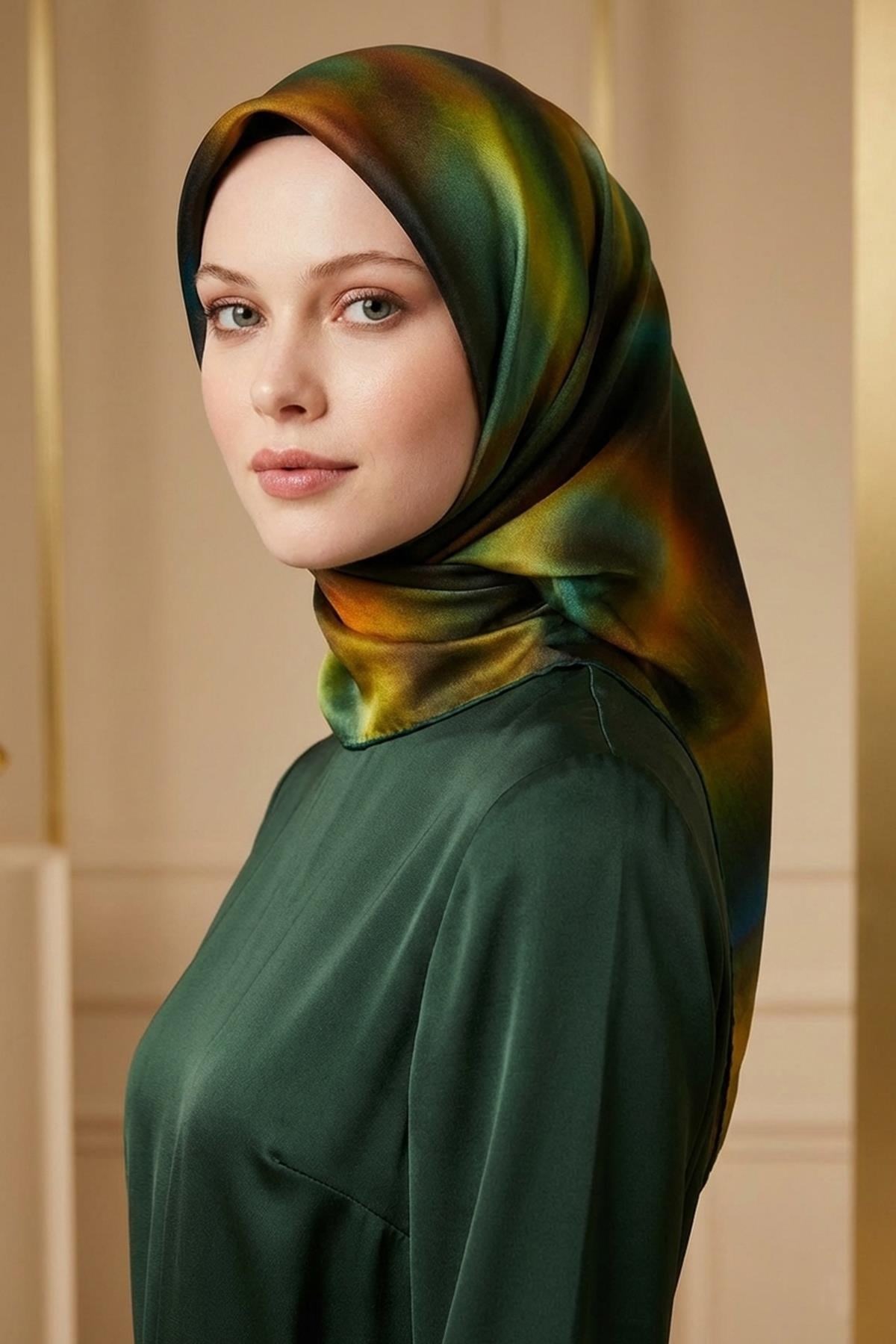 Armine Hafif Defolu İpek Eşarp - 9229D-50 - Tivil - C851