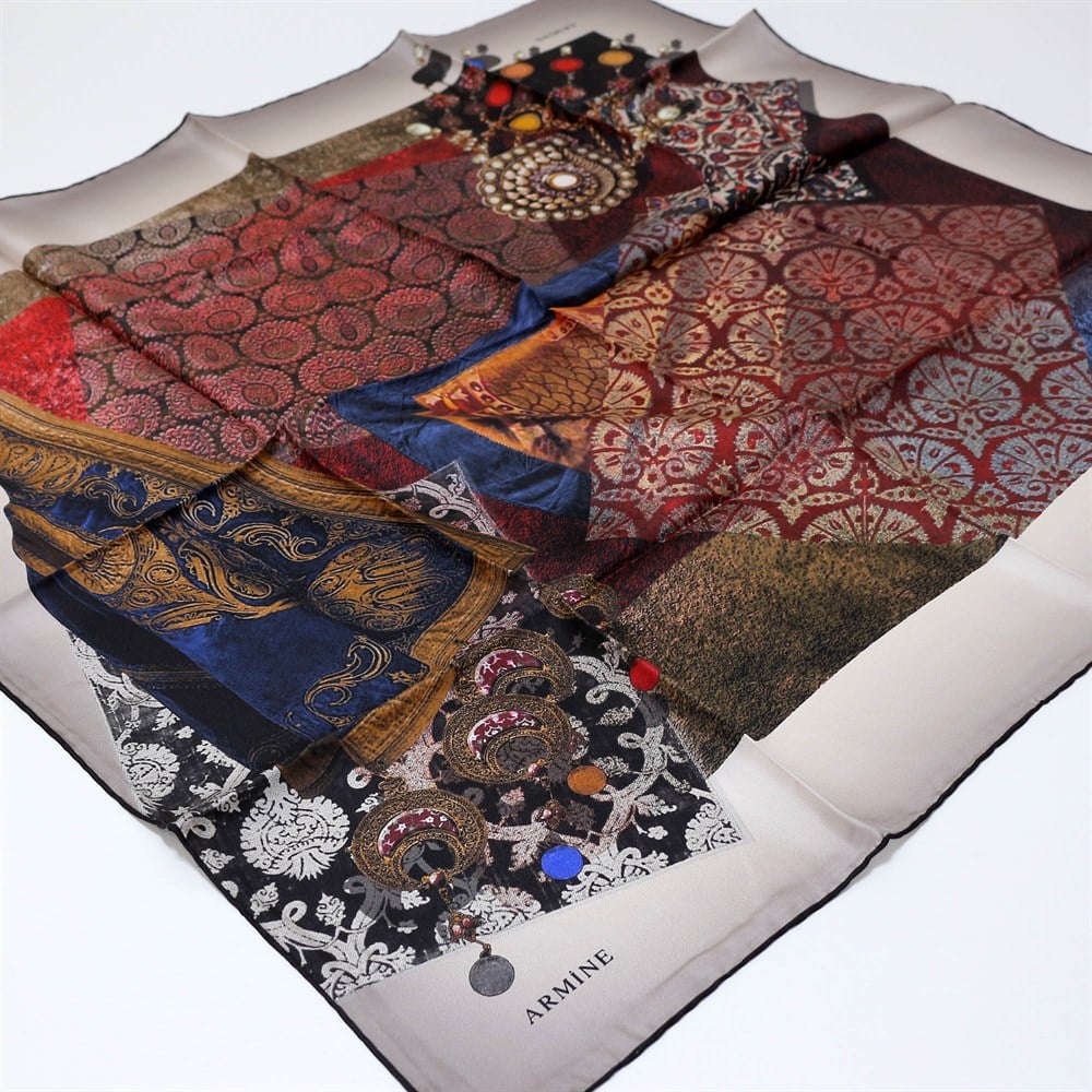 Armine İpek Eşarp - Nostalji Serisi - 7639D 82 - Tivil