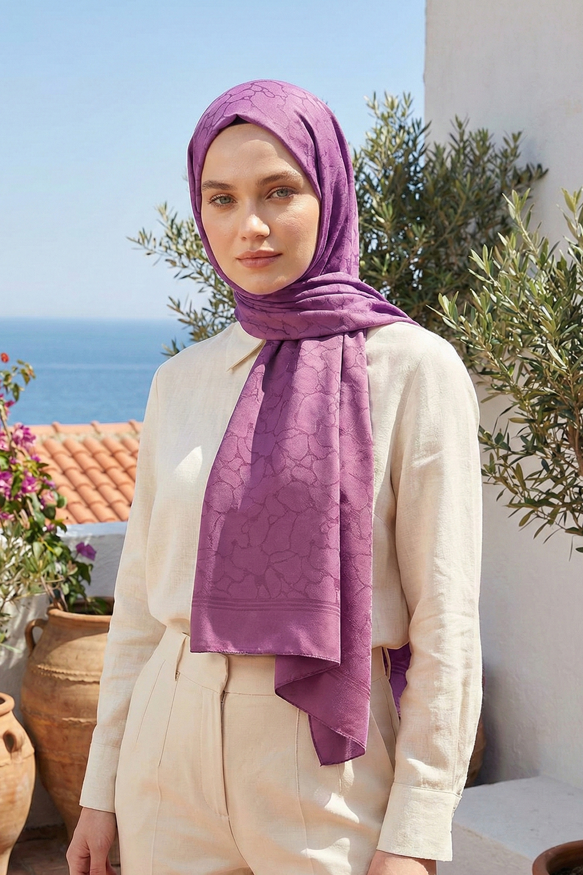 Armine Jakarlı Safir Şal - AT1SFR - 36 - Renk