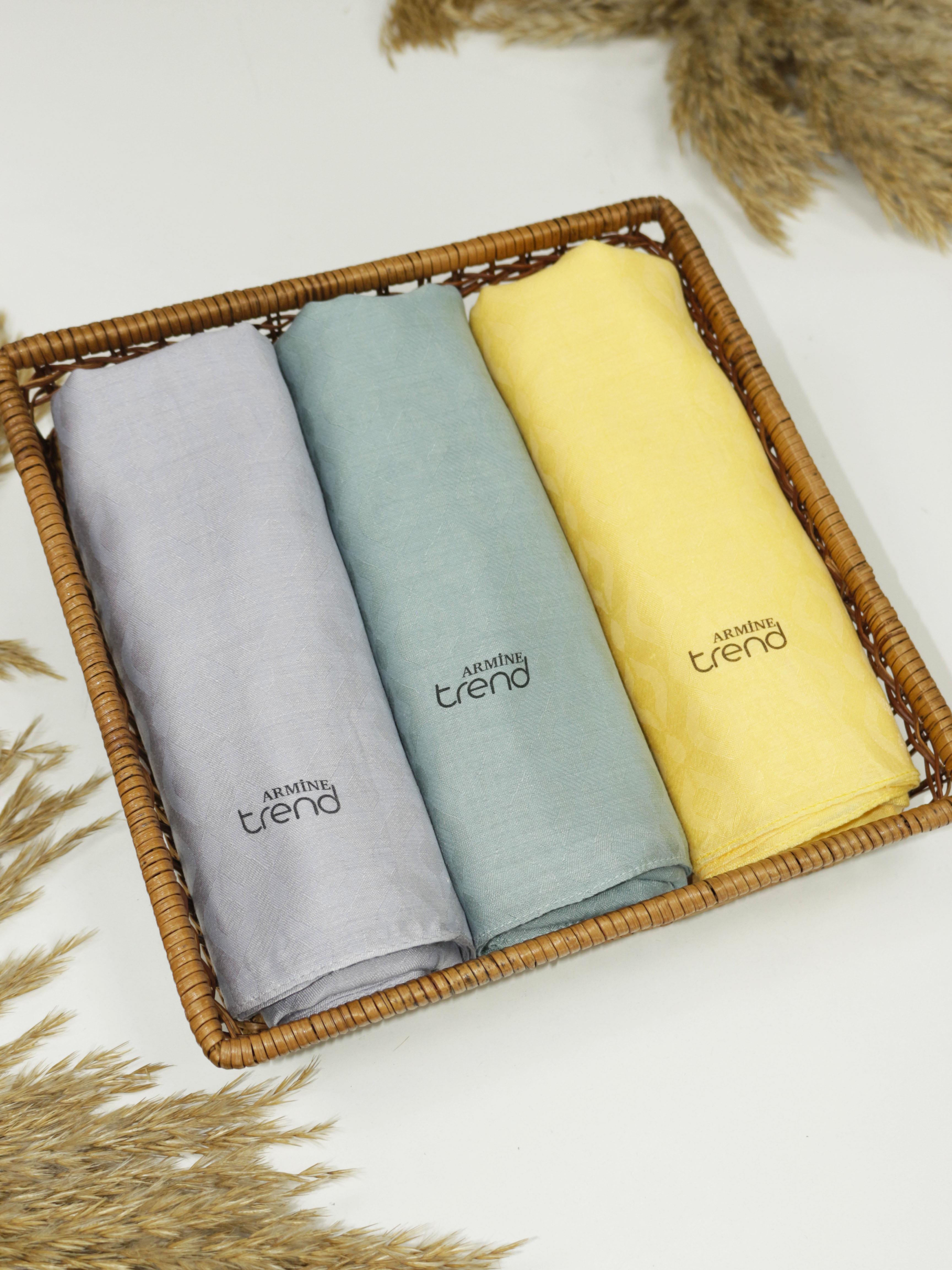 Armine Lia Pamuk Jakarlı Şal - Damla Desen - ATS2LIA - 3'lü Set -