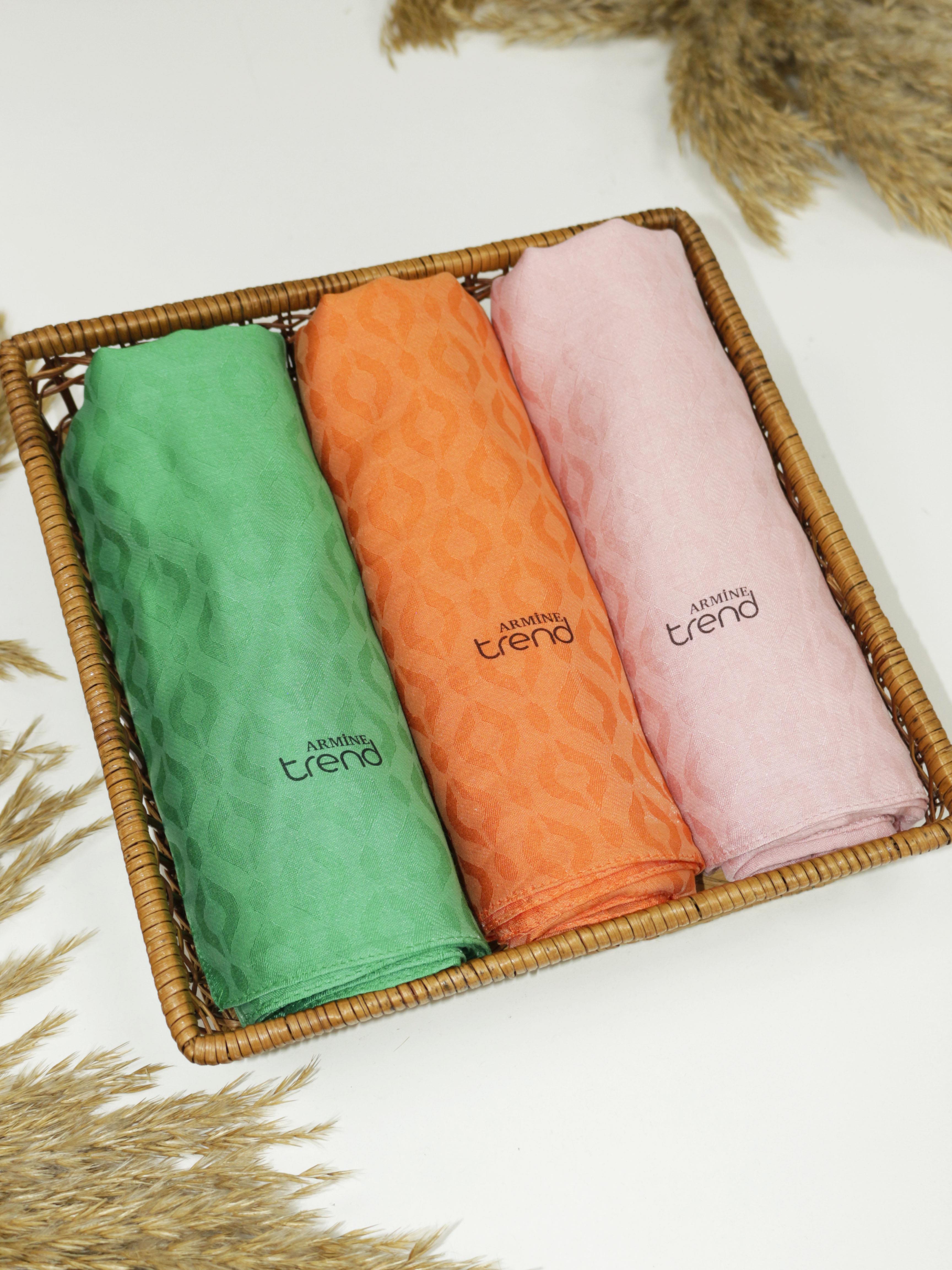 Armine Lia Pamuk Jakarlı Şal - Damla Desen - ATS2LIA - 3'lü Set -