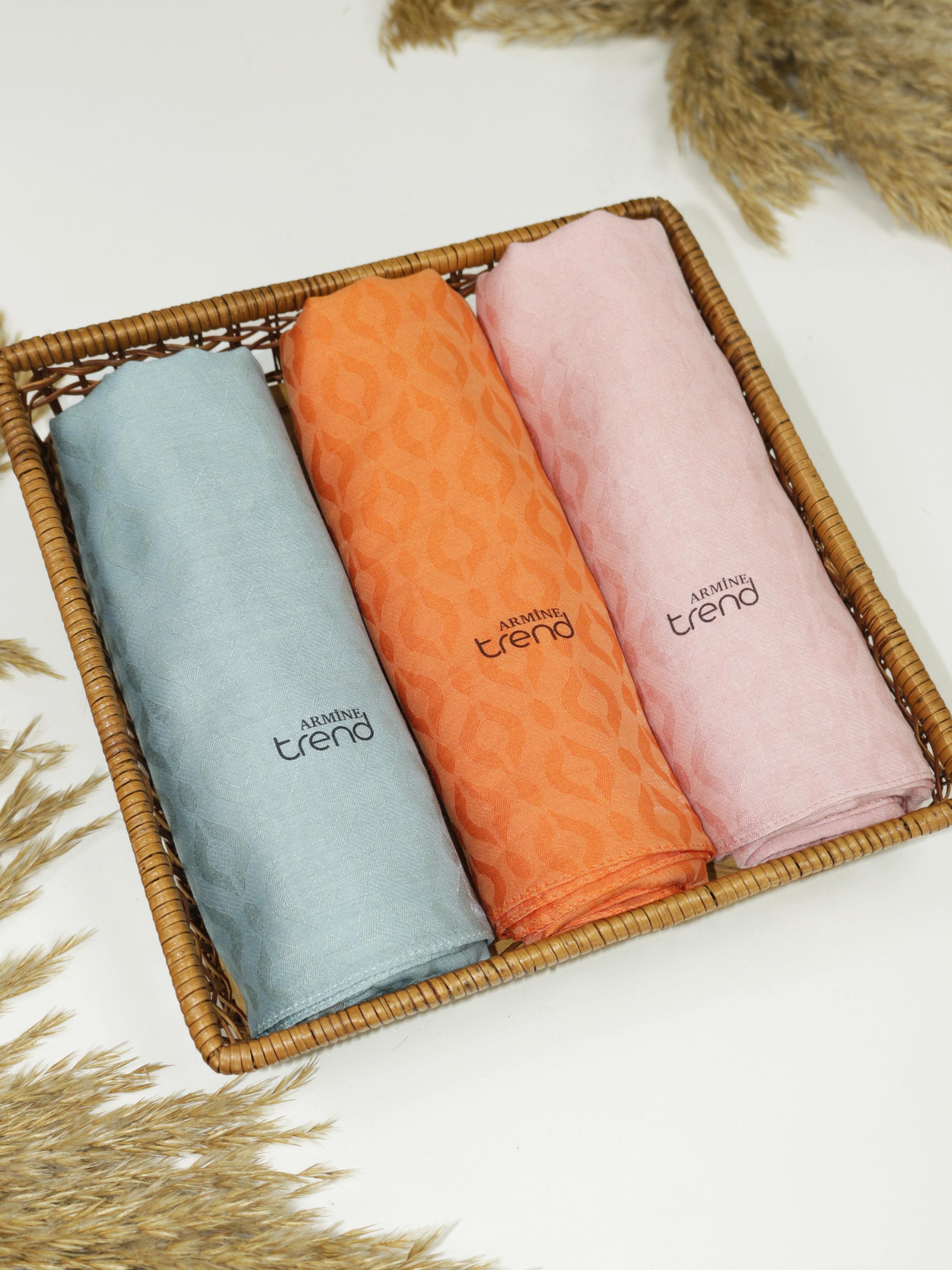 Armine Lia Pamuk Jakarlı Şal - Damla Desen - ATS2LIA - 3'lü Set -