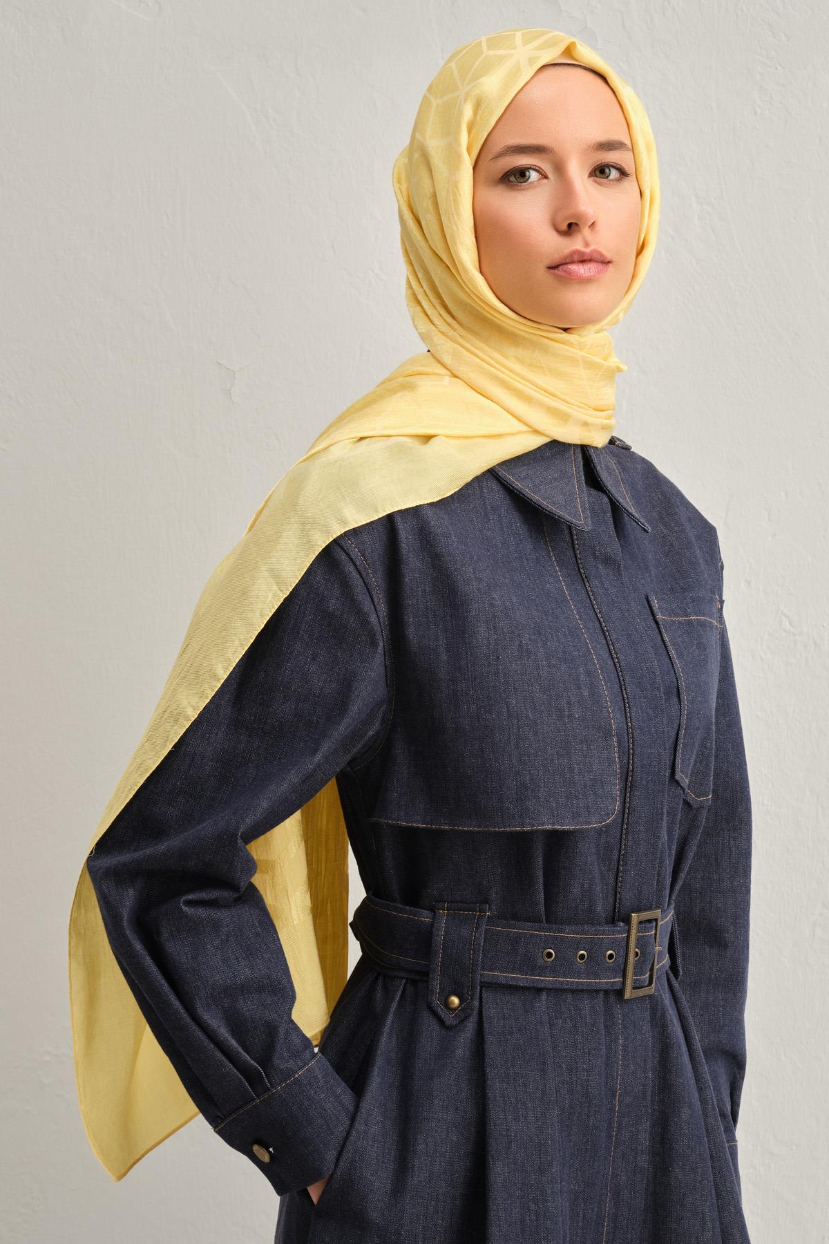 Armine Lyocell Şal 2 - Petek Desen - 1113-20 - Sarı