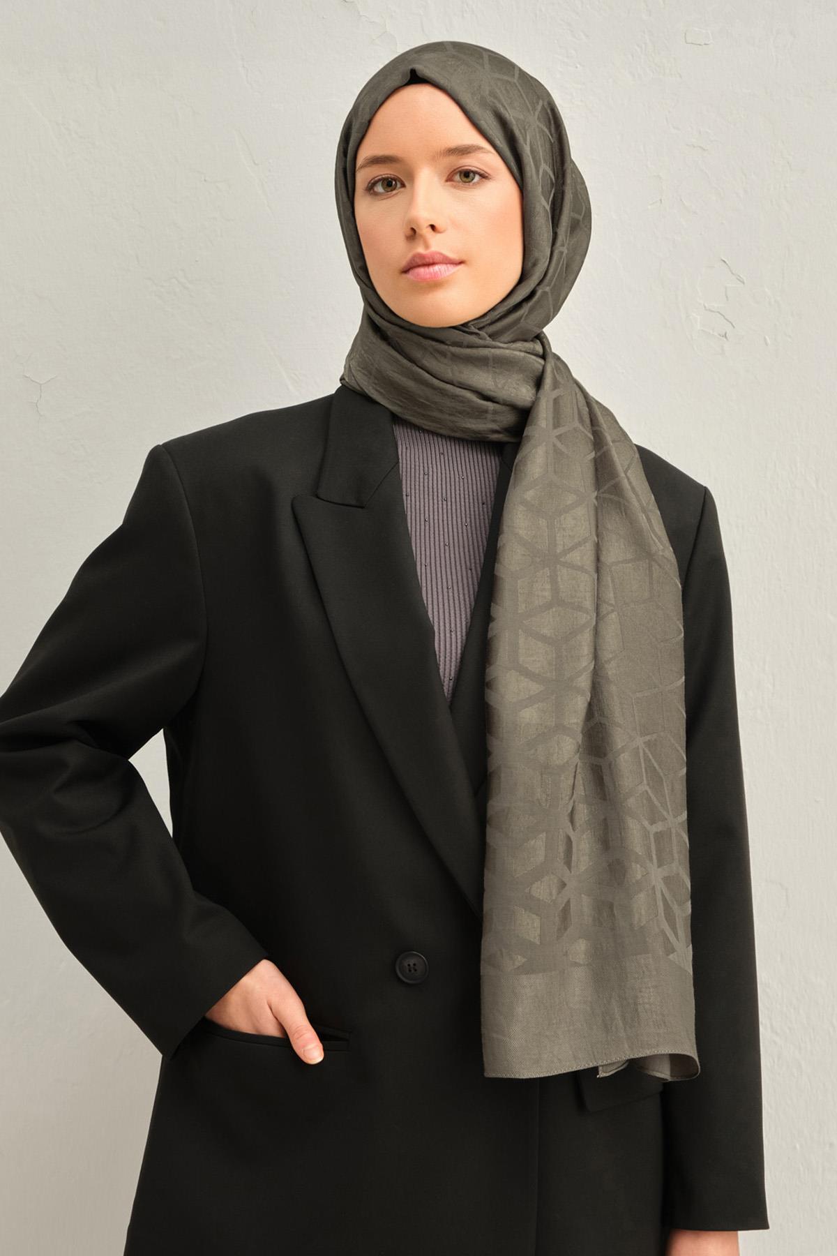 Armine Lyocell Şal 2 - Petek Desen - 32 - Haki