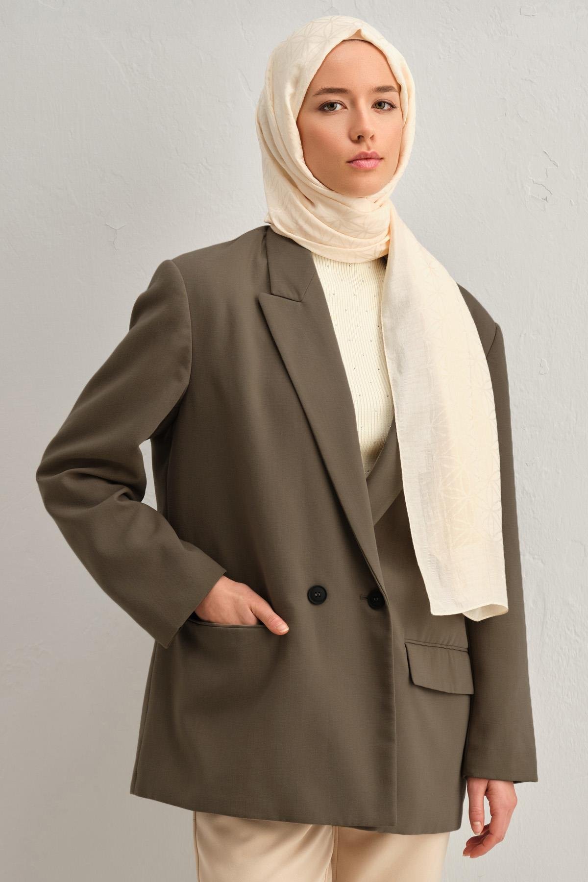 Armine Lyocell Şal 4 - Yıldız Desen - 1113-4 - Krem