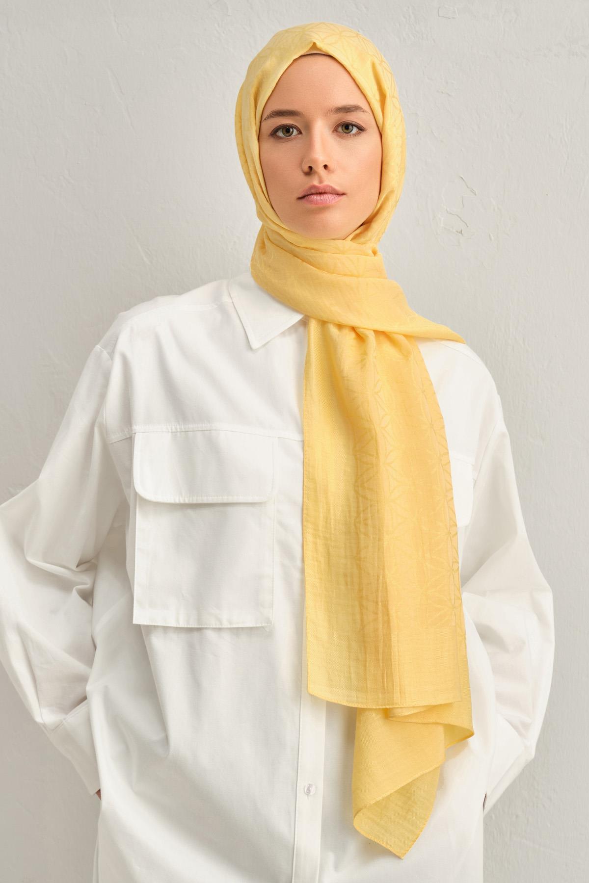 Armine Lyocell Şal 4 - Yıldız Desen - 1113-20 - Sarı