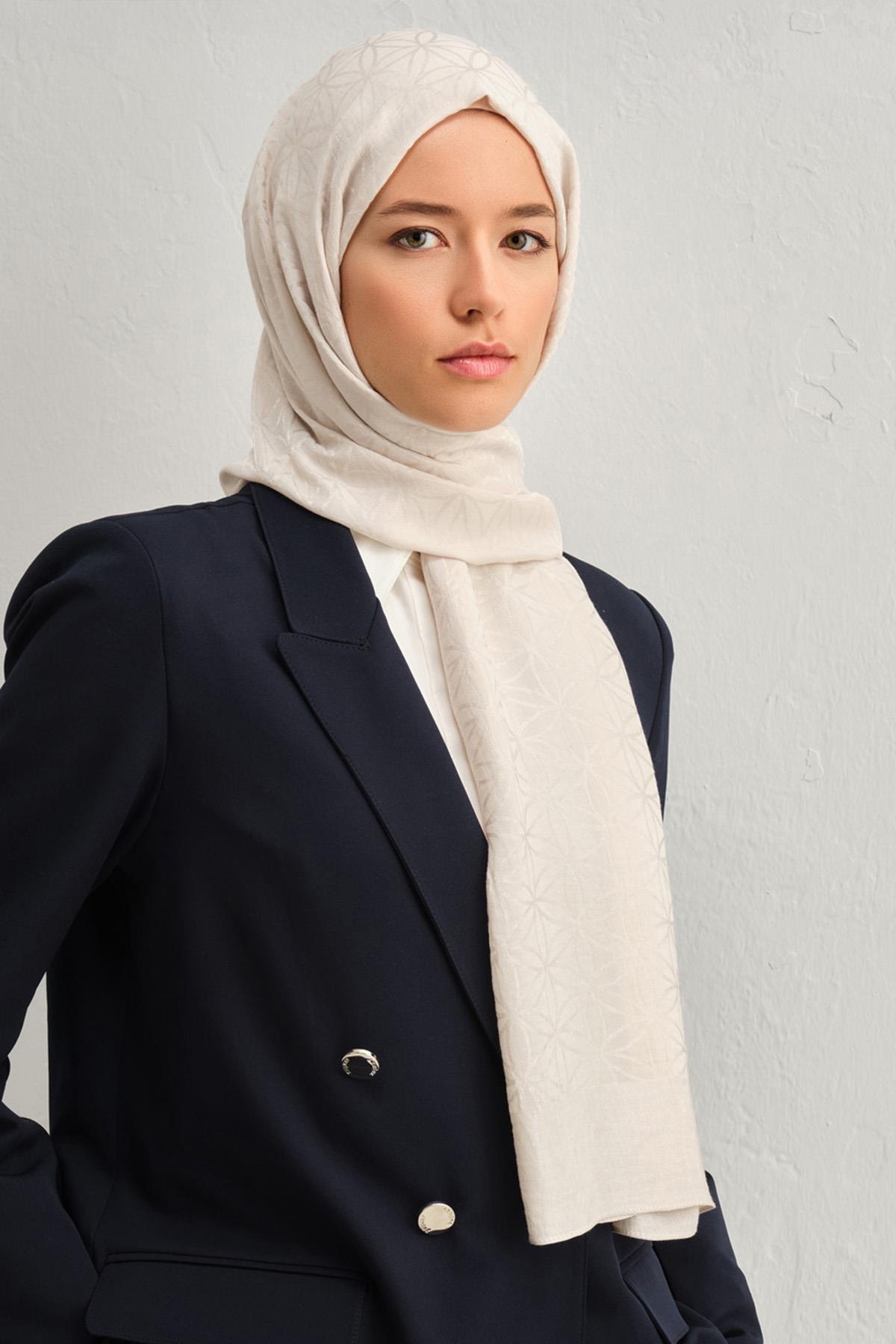 Armine Lyocell Şal 4 - Yıldız Desen - 1113-7 - Taş