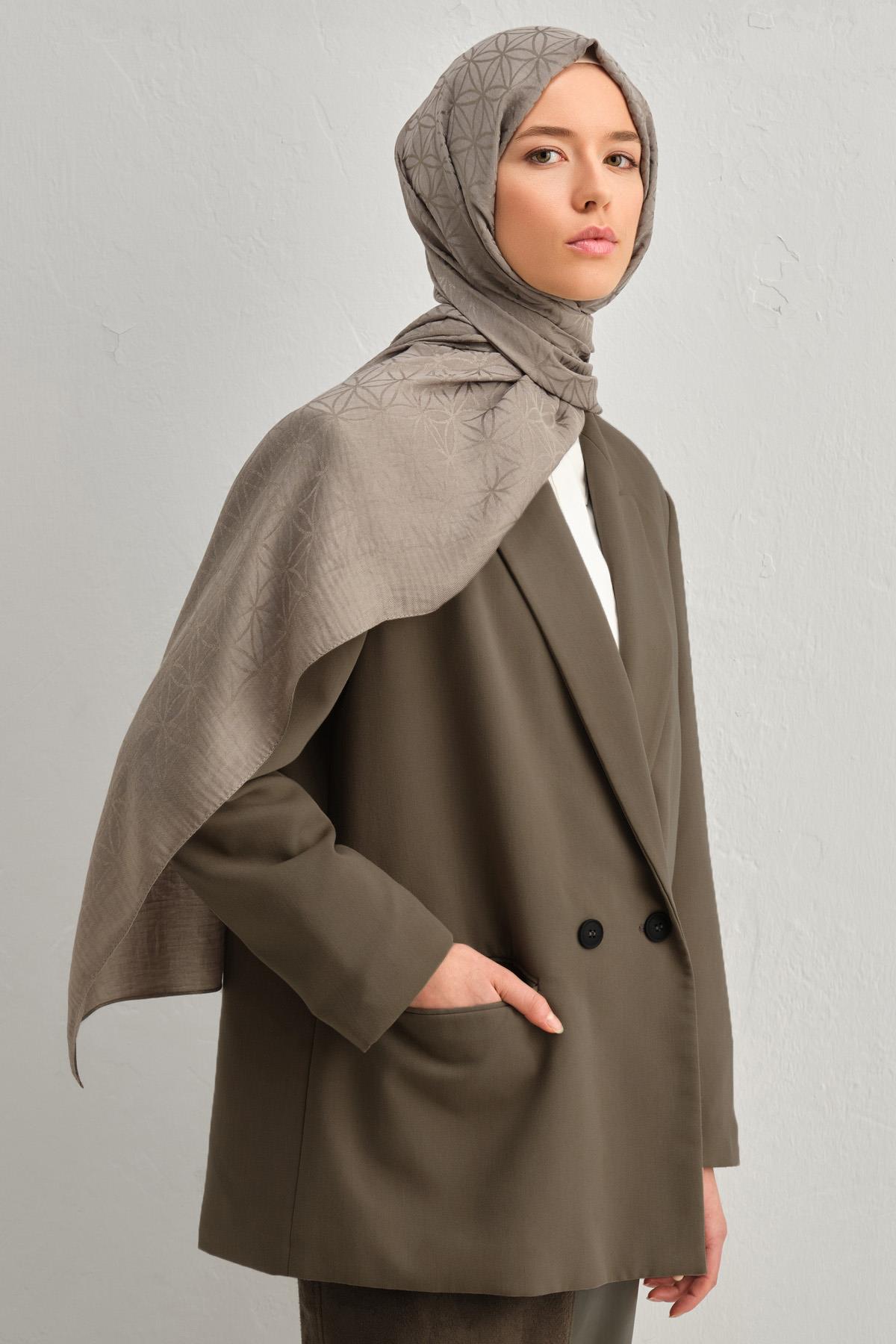 Armine Lyocell Şal 4 - Yıldız Desen - 32 - Haki