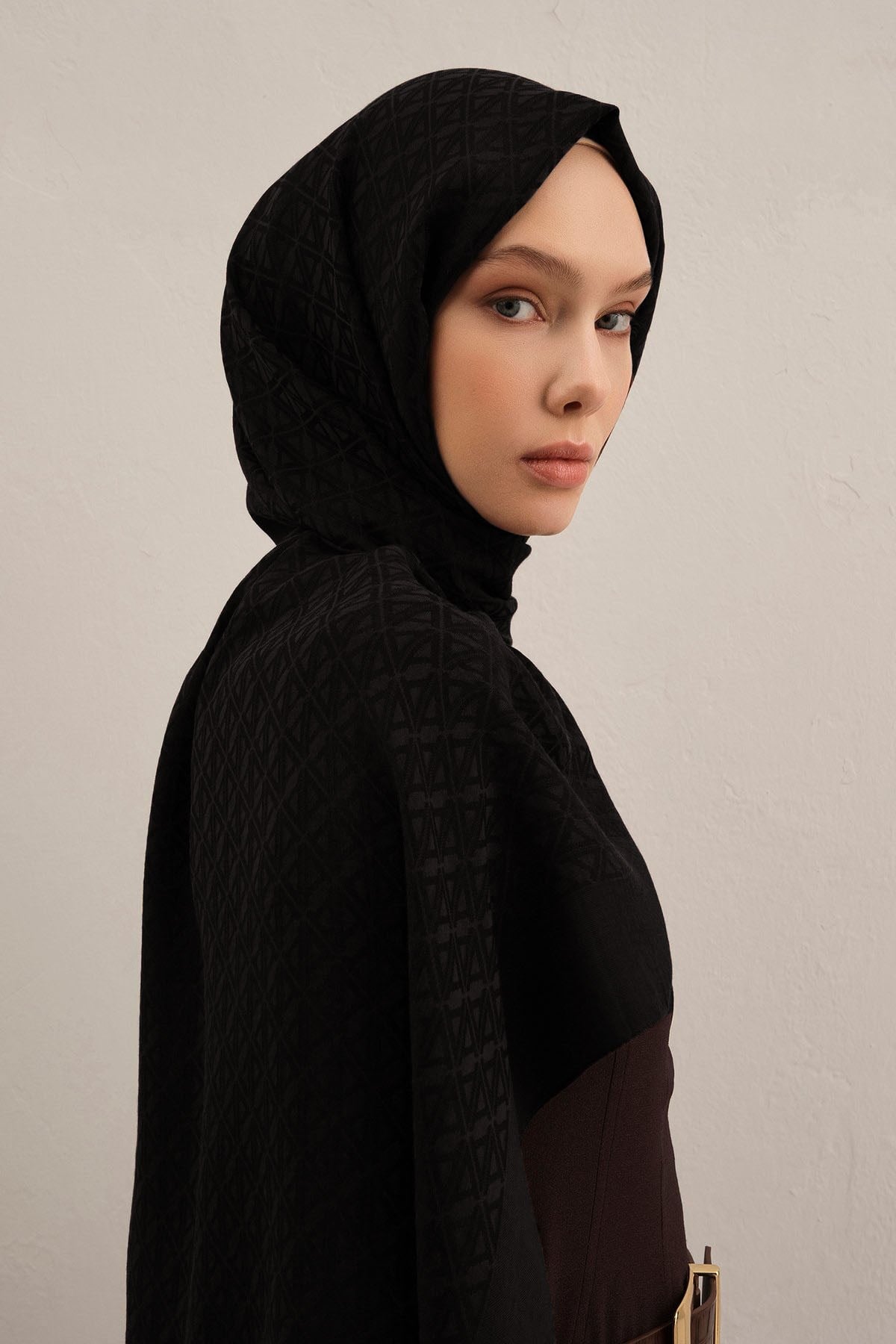 Armine Lyocell Şal - Çift A Logo Desen - ALY5-01 - Siyah
