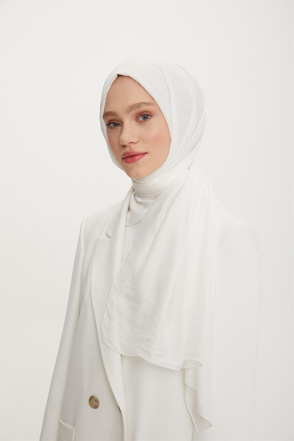 Armine Outlet, Organik Koton Şal - 02 - Beyaz