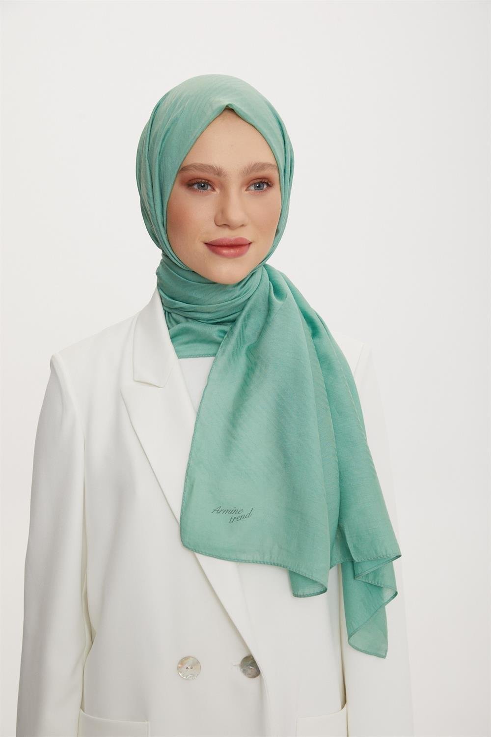 Armine Outlet, Organik Koton Şal - 422 - Su Yeşili