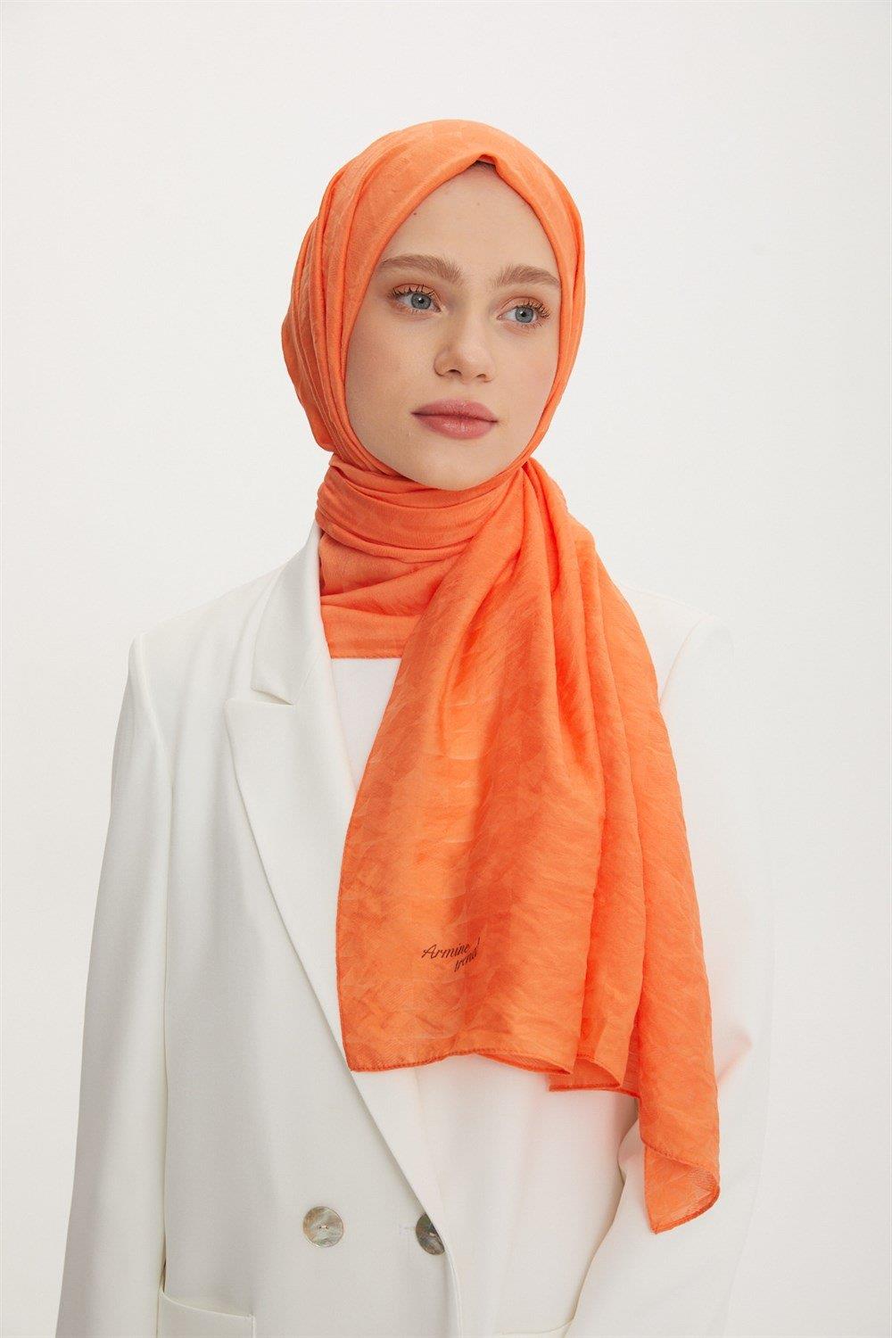 Armine Outlet, Organik Koton Şal - 564 - Turuncu