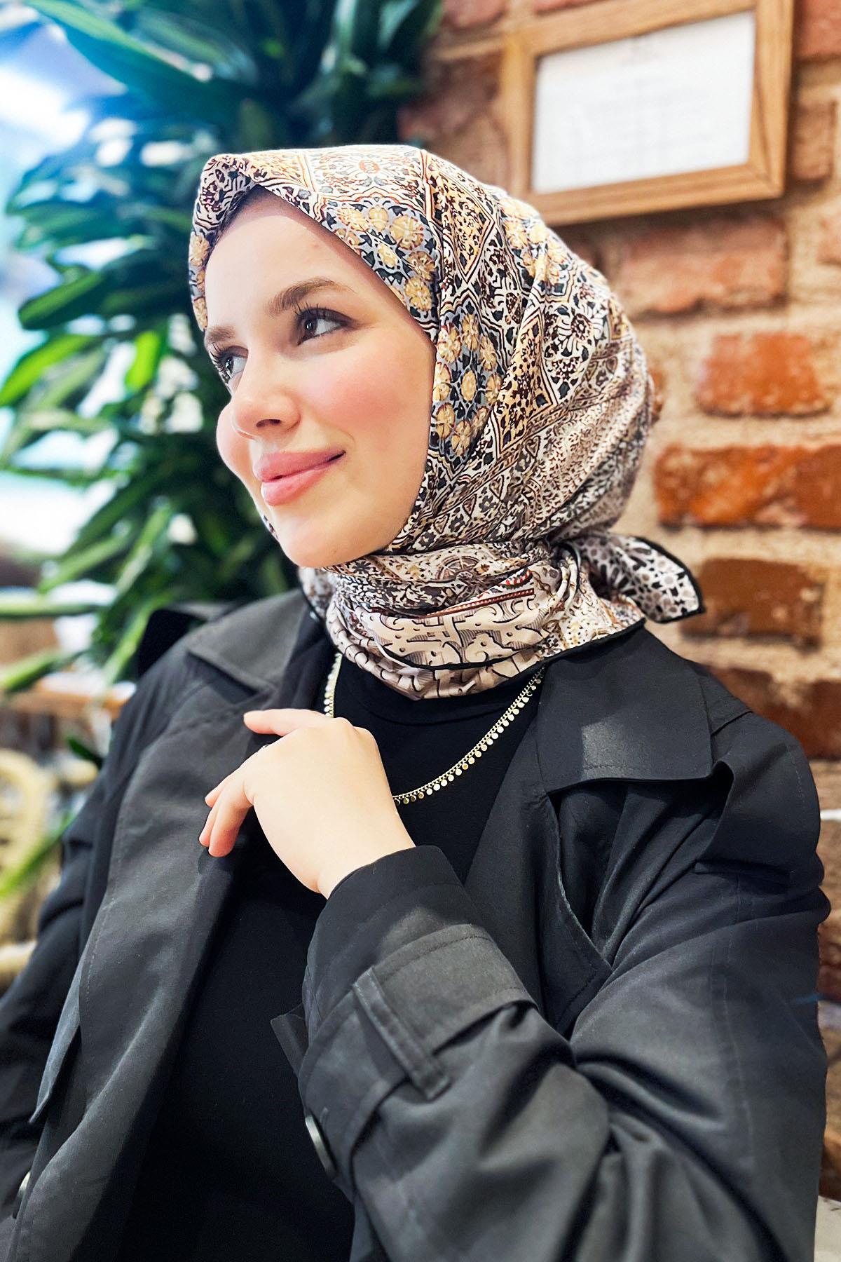 Armine Sport Eşarp - 8330P-04 - Tivil - Etnik Şal Deseni