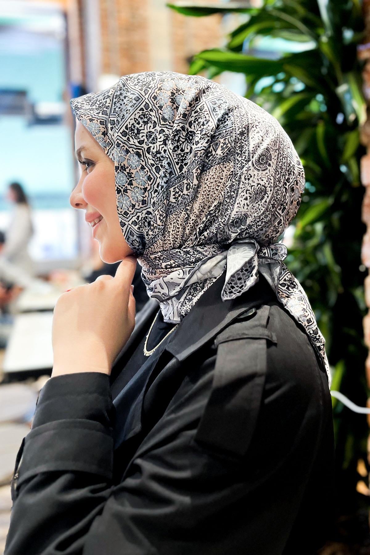 Armine Sport Eşarp - 8330P-101 - Tivil - Etnik Şal Deseni