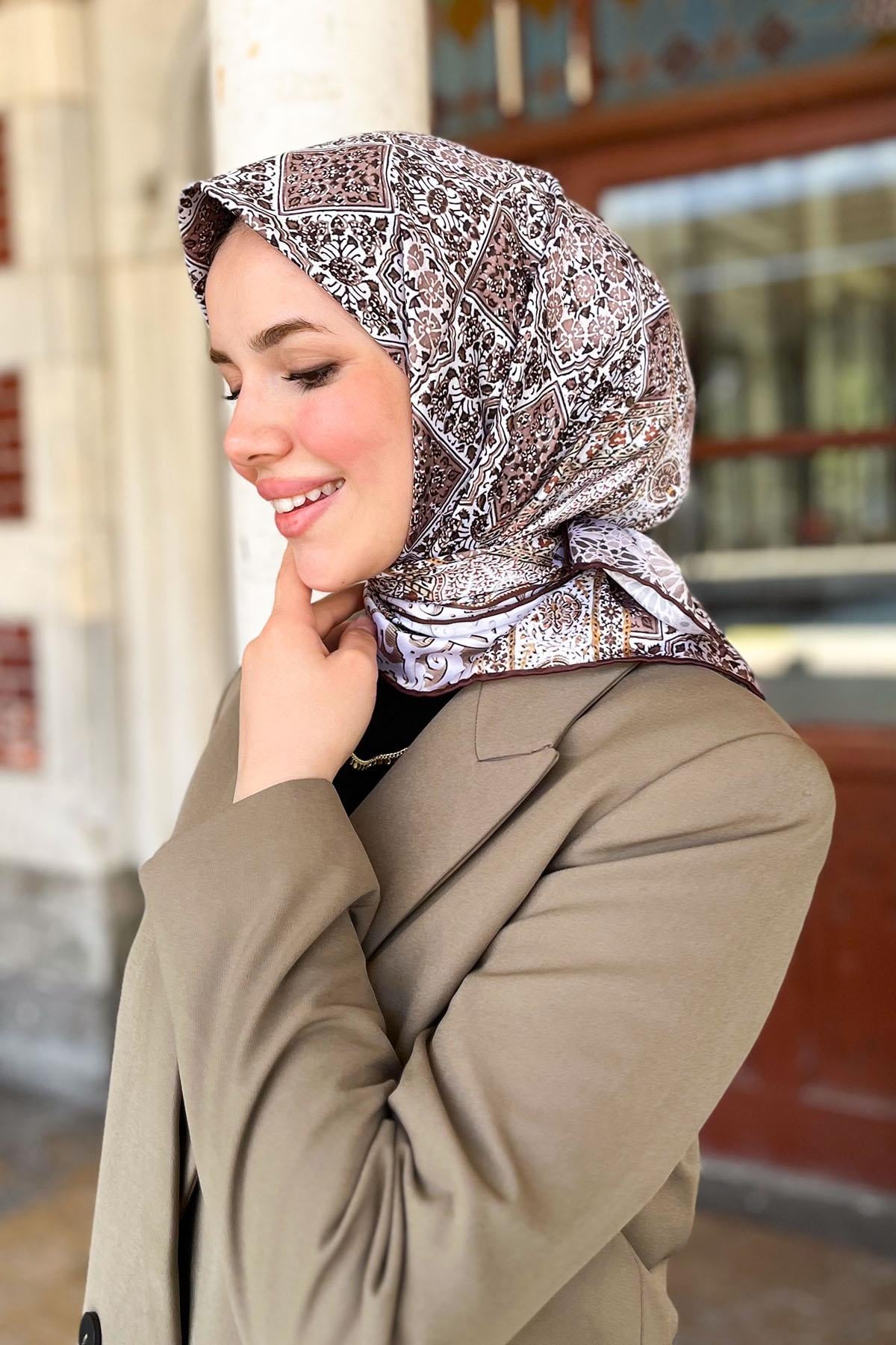 Armine Sport Eşarp - 8330P-107 - Tivil - Etnik Şal Deseni