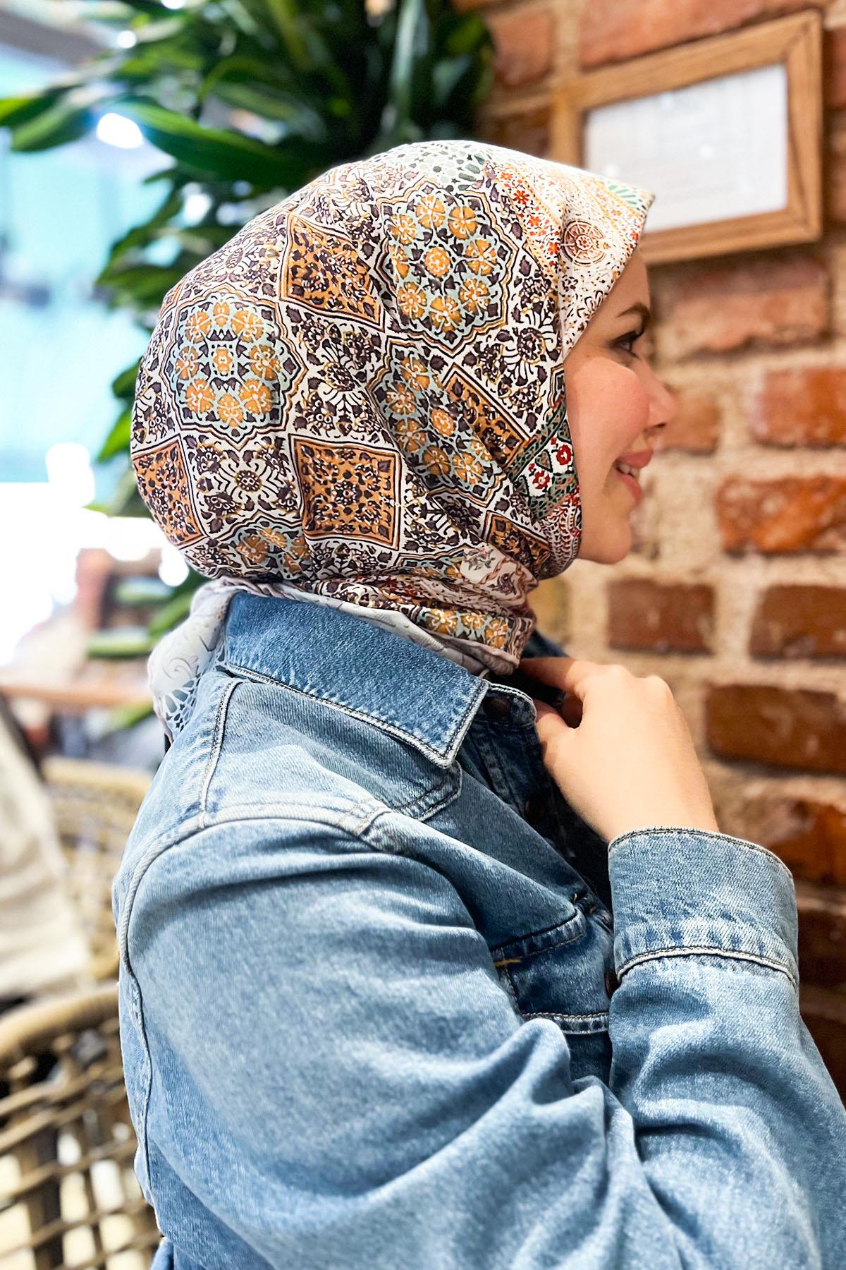 Armine Sport Eşarp - 8330P-32 - Tivil - Etnik Şal Deseni