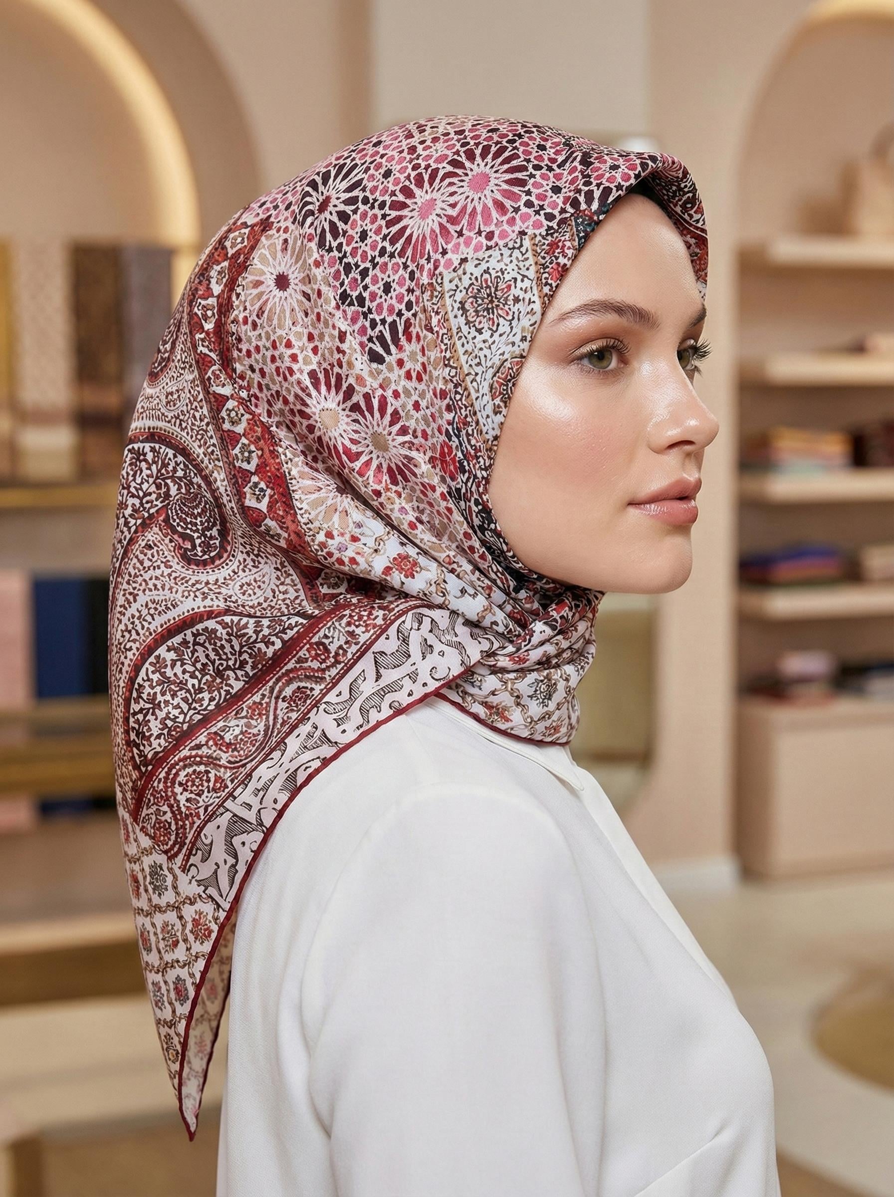 Armine Sport Eşarp - 8330P-80 - Tivil - Etnik Şal Deseni