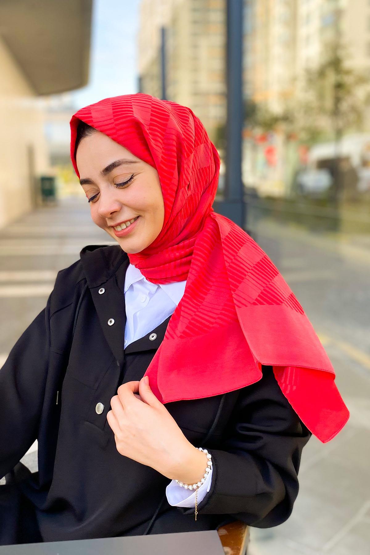 Armine Trend Işıl Şal 3 - Pamuklu - ATS3ISL-61 - Kırmızı