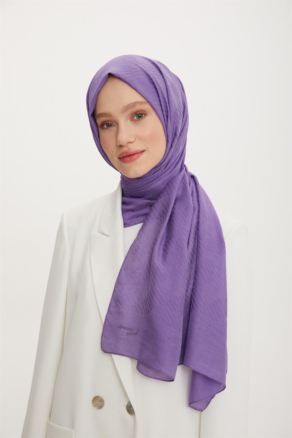 Armine Trend Işıl Şal 3 - Pamuklu - ATS3ISL-537 - Eflatun