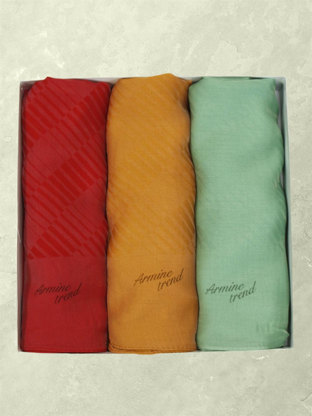 Armine Trend Işıl Şal - Pamuklu - ATS3ISL - 3'lü Set - Canlı Renkler