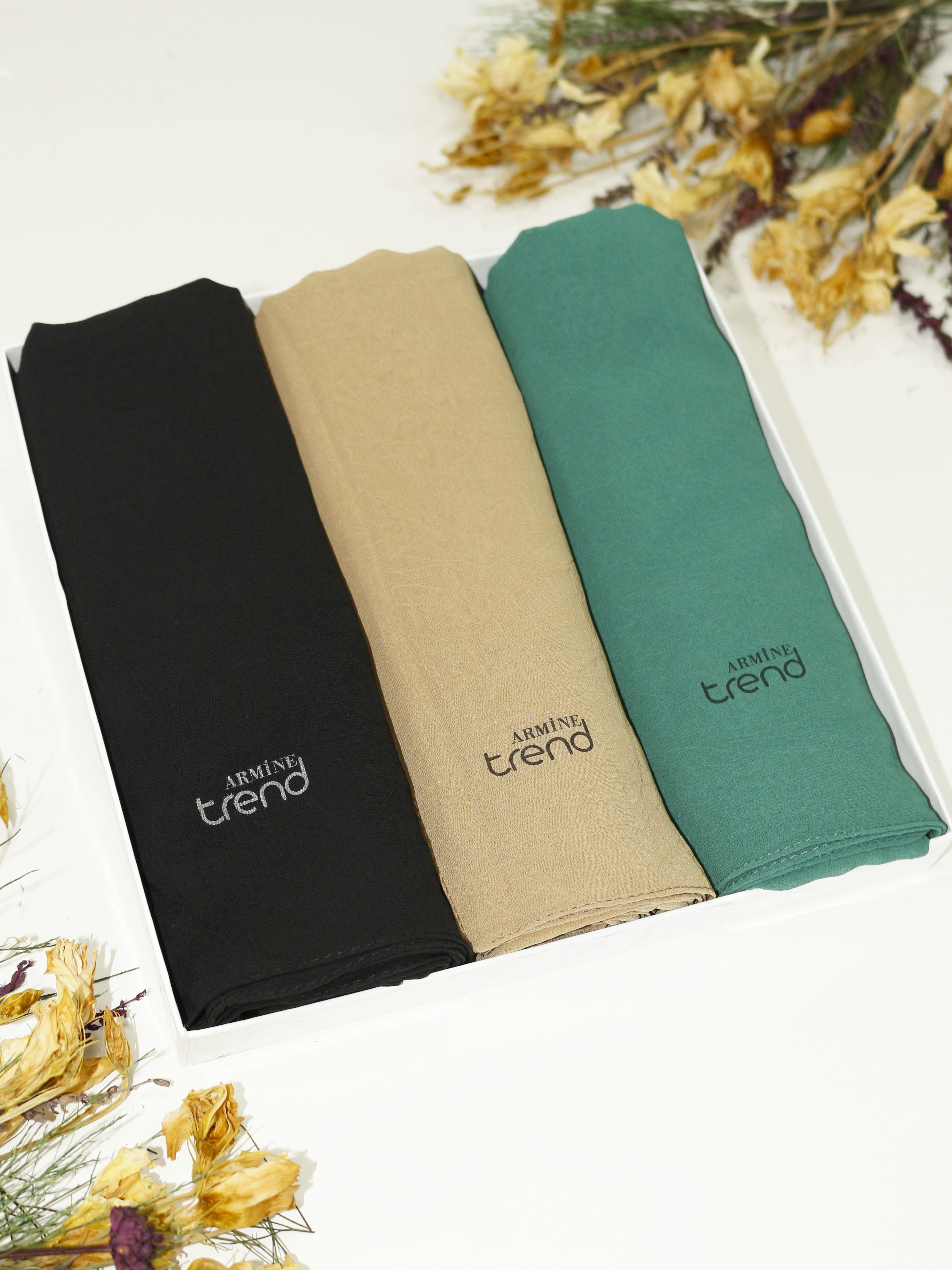 Armine Trend Krinkıl Şifon Şal - ATSKRN - 3'lü Set - Gizemli Orman