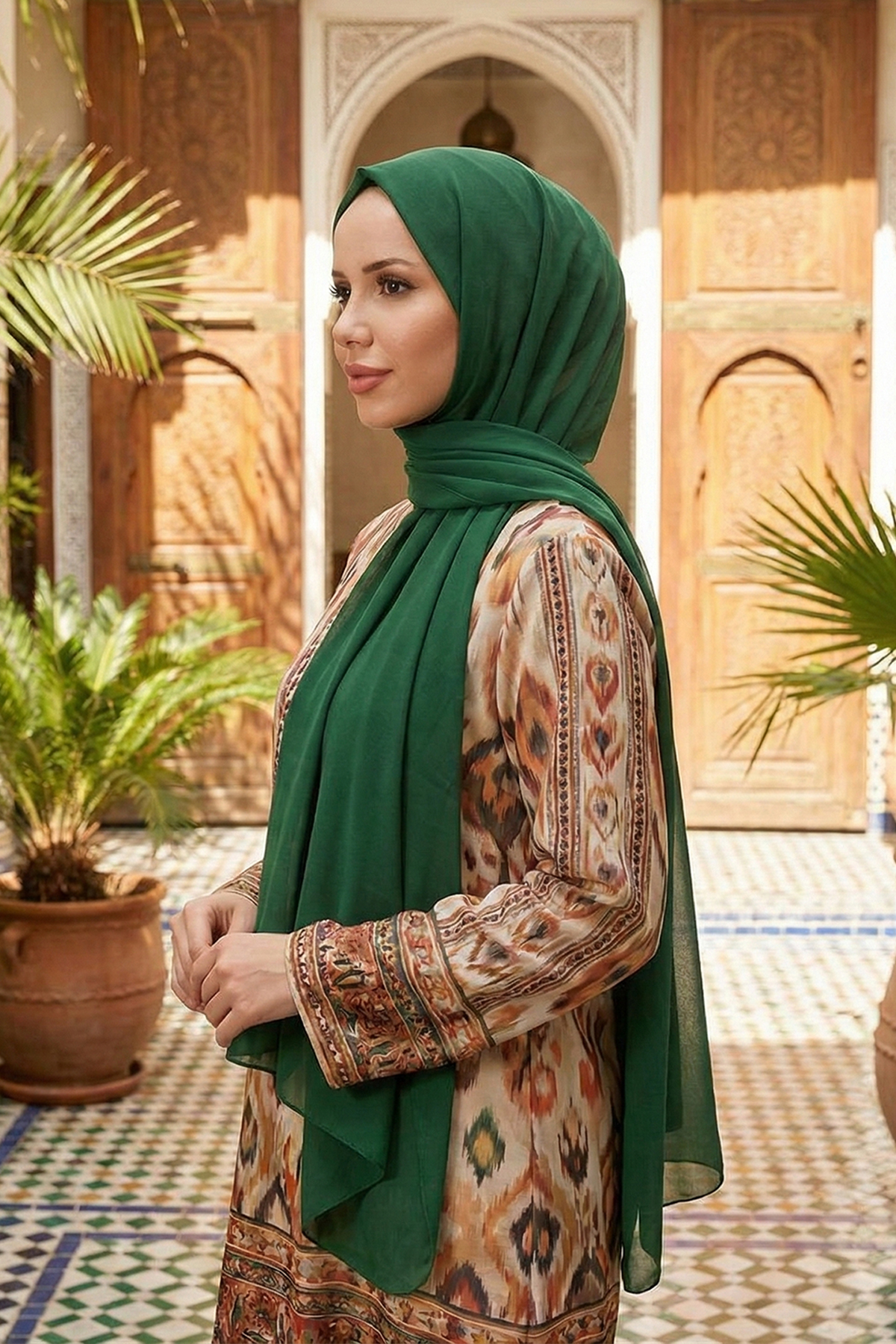 Armine Trend Krinkıl Şifon Şal - ATSKRN-36 - Canlı Yeşil