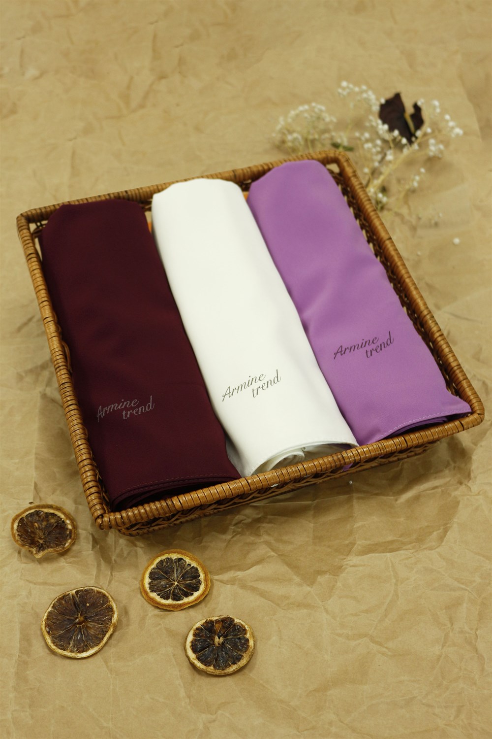 Armine Trend Medine İpeği Şal - 3'lü Set - ATSMIS-1011-1029-1039