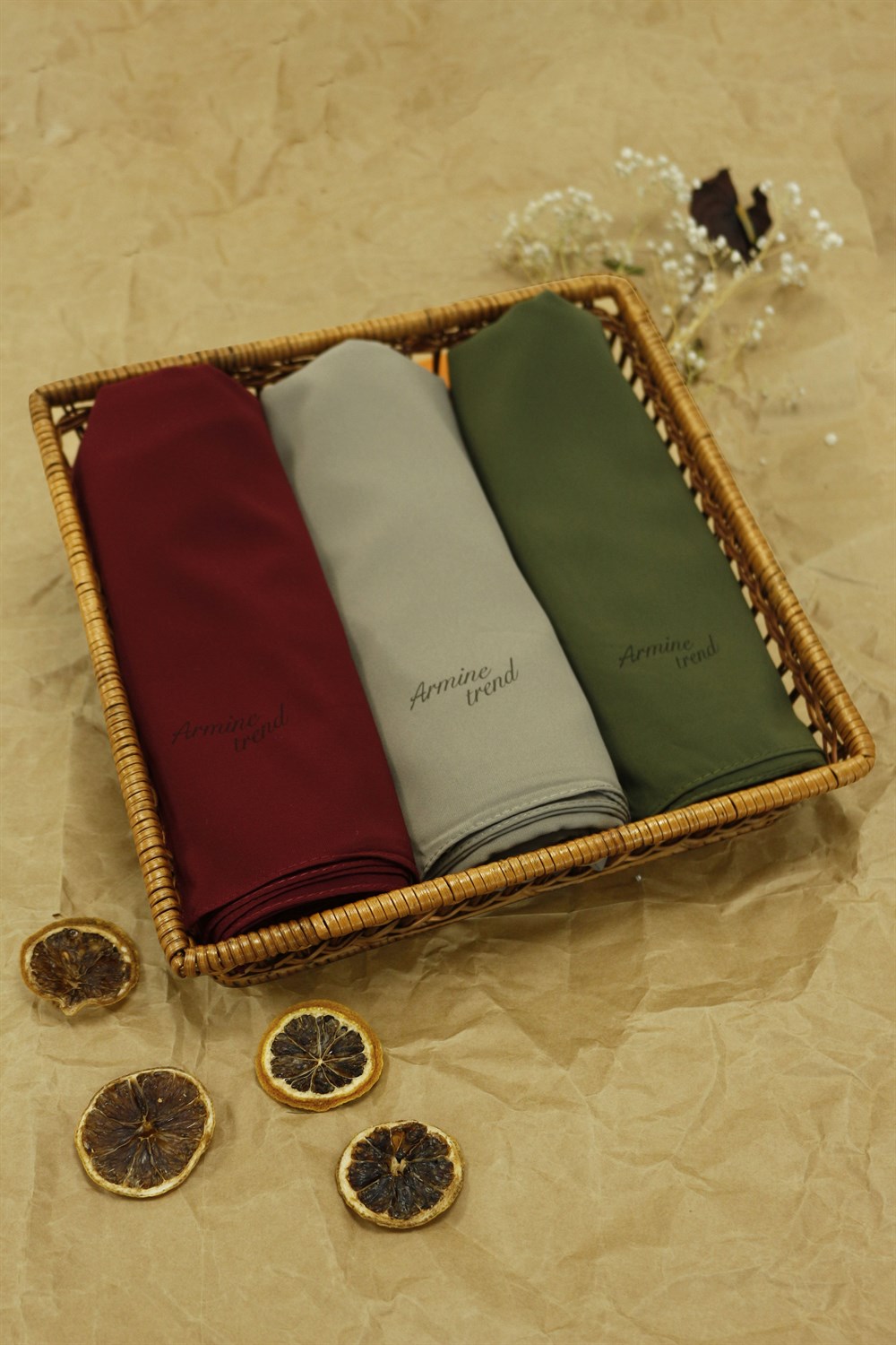 Armine Trend Medine İpeği Şal - 3'lü Set - ATSMIS-1007-1010-1015