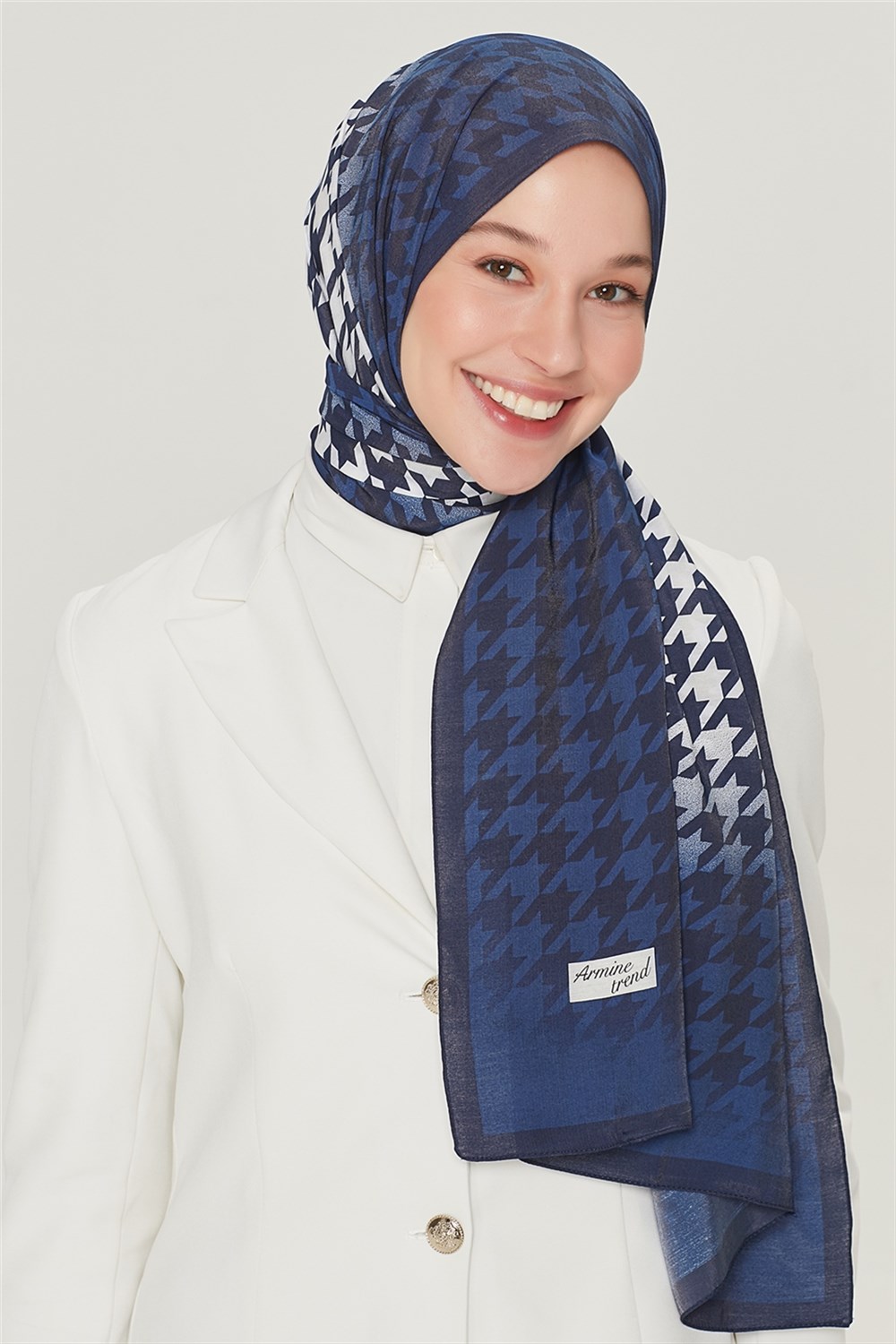 Armine Trend Modal Şal - Kazayağı - Siyah/Lacivert - MD2254-02