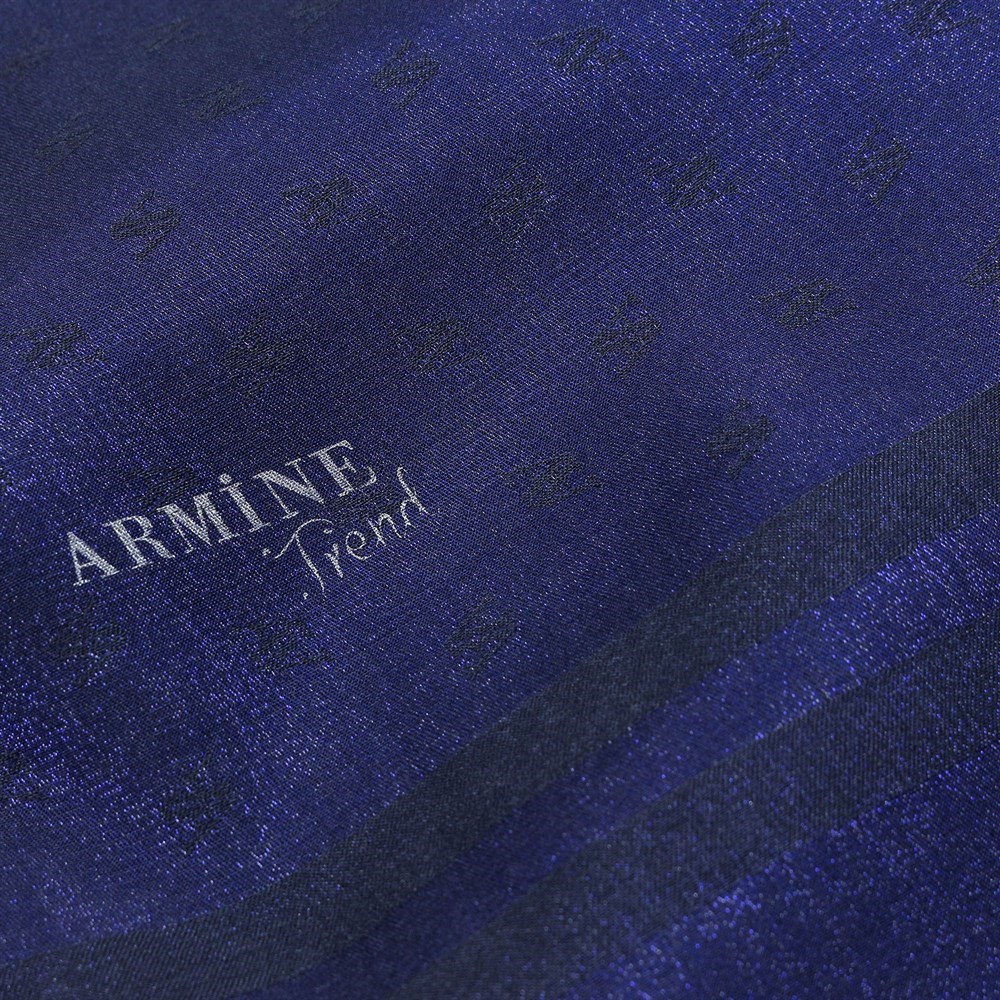 Armine Trend Monogram Şal 4468 - Siyah-Saks - Siyah-Saks