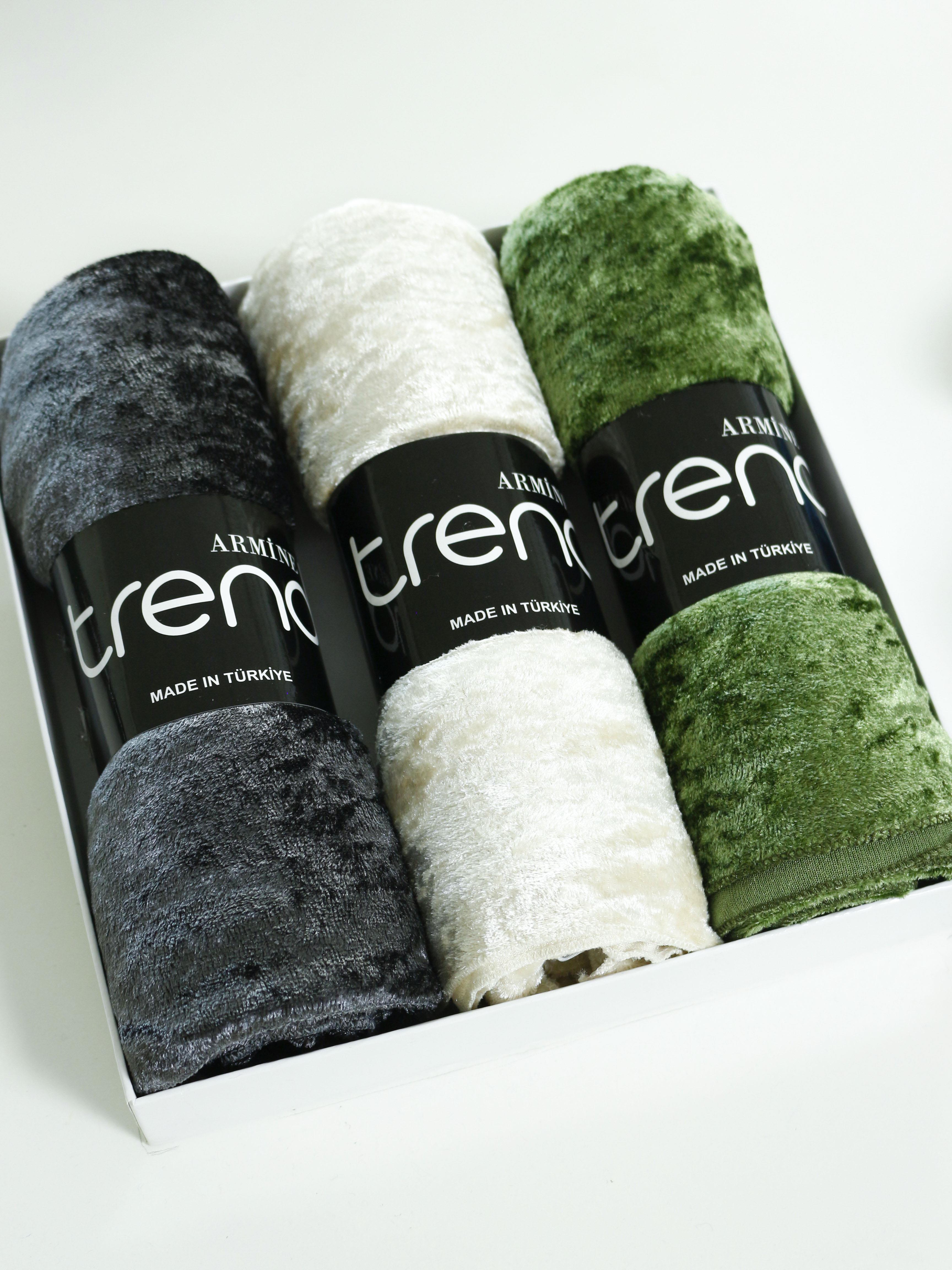 Armine Trend Örme Şal 1 - ATS1OR - 3'lü Set - Füme, Yeşil, Taş Rengi