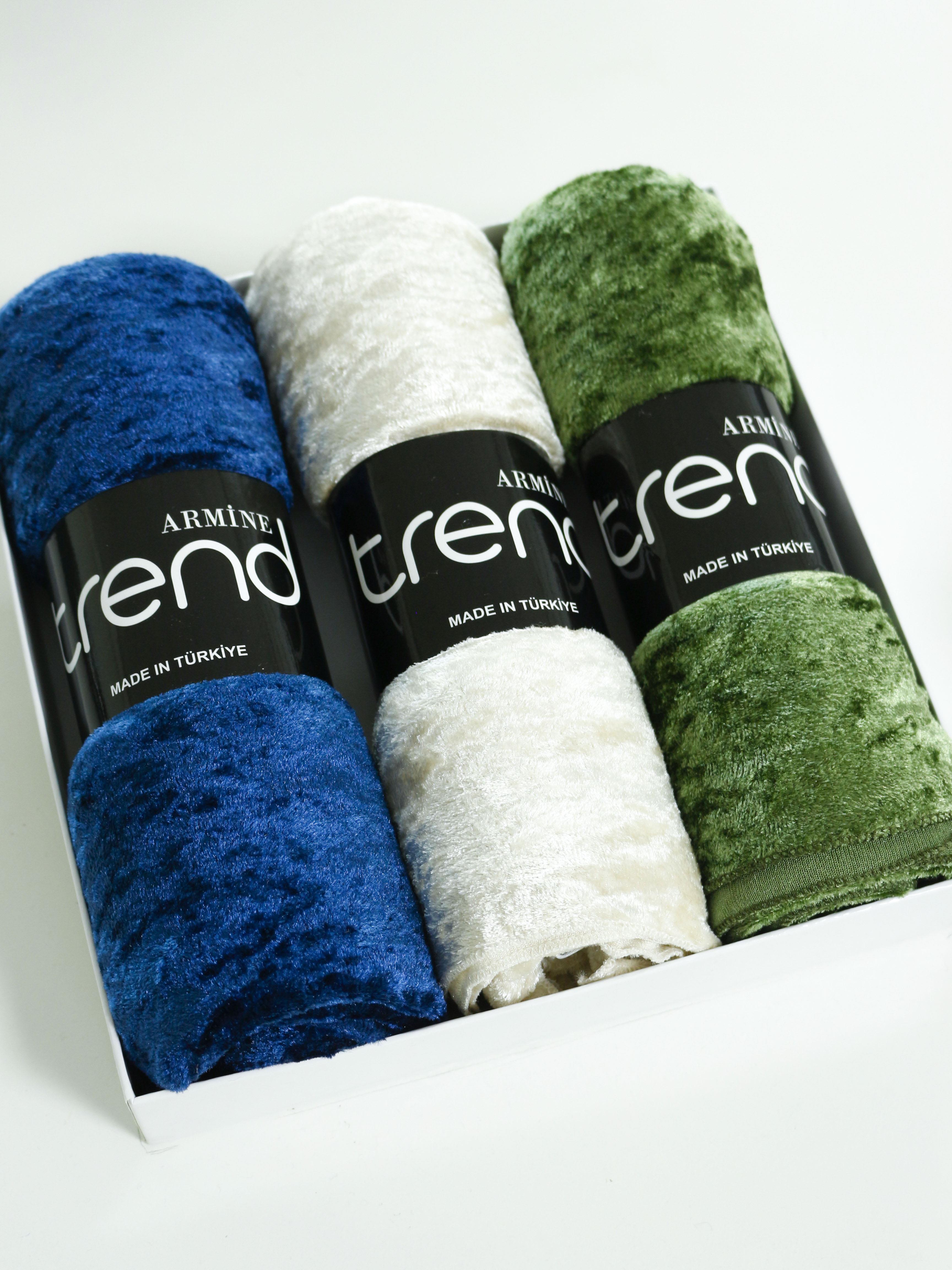 Armine Trend Örme Şal 1 - ATS1OR - 3'lü Set - Mavi, Yeşil, Taş Rengi