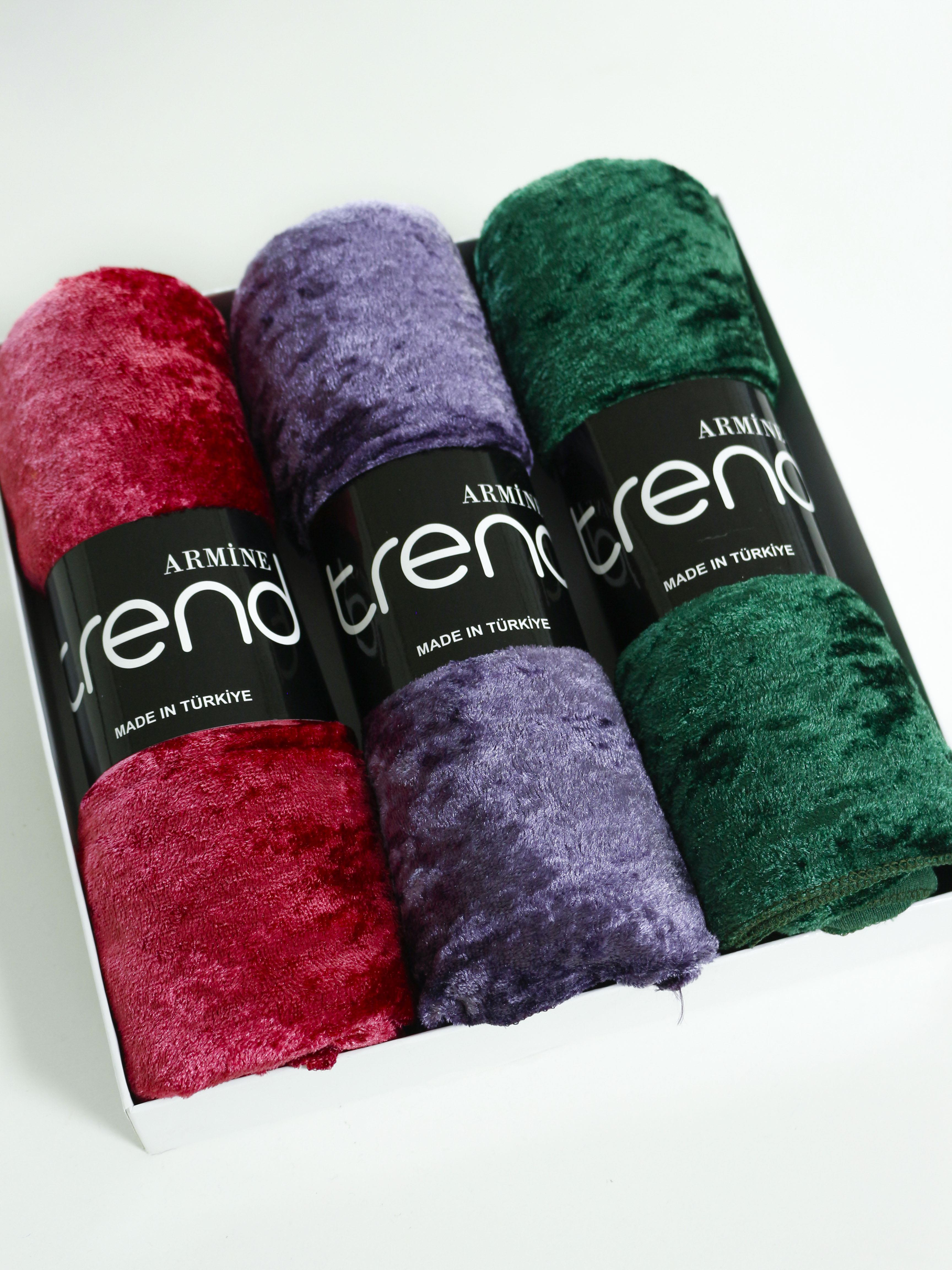 Armine Trend Örme Şal 1 - ATS1OR - 3'lü Set - Pembe, Mor, Zümrüt Yeşili