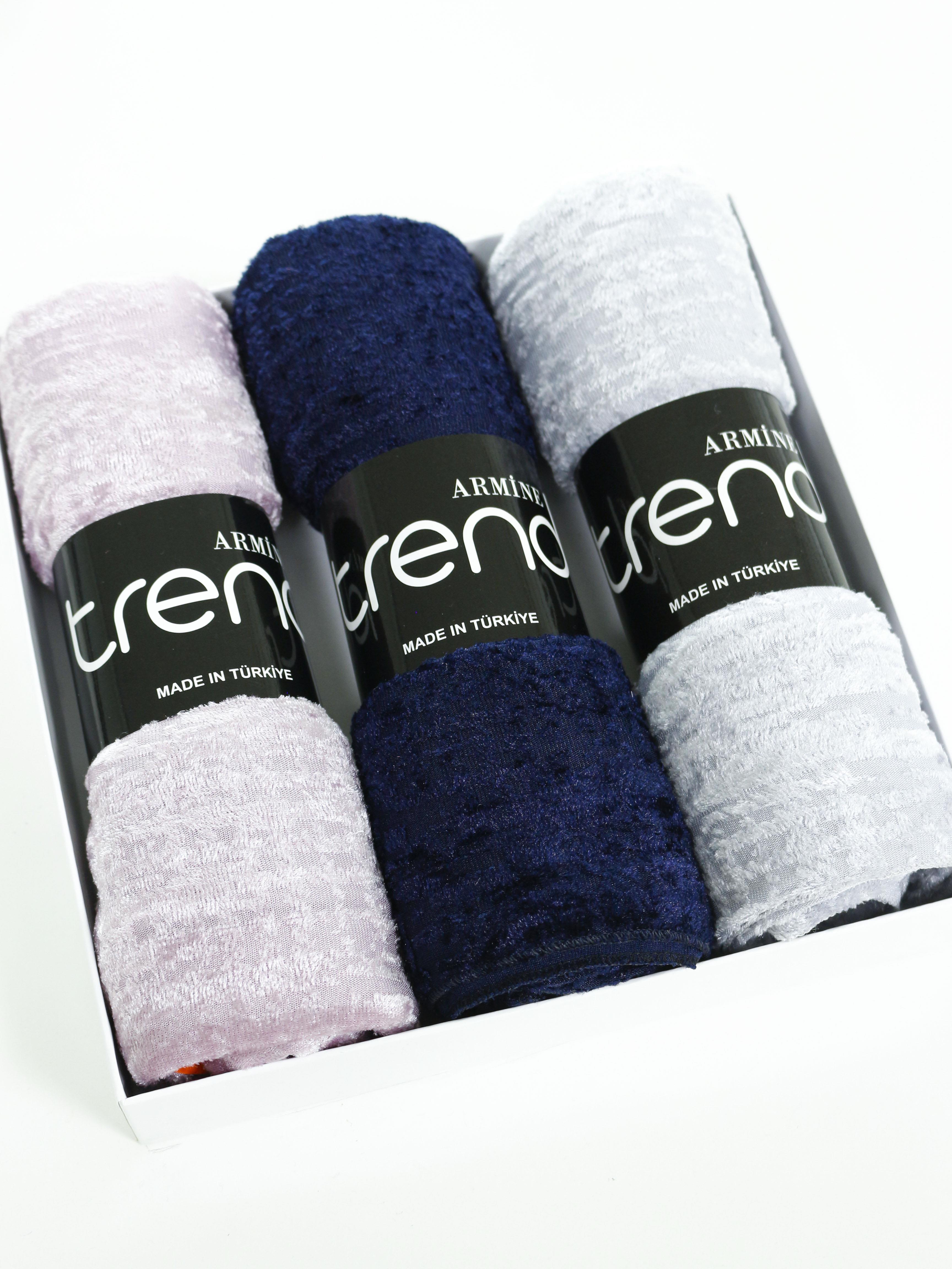 Armine Trend Örme Şal 2 - ATS2OR - 3'lü Set - Lila, Gece Mavisi, Gri