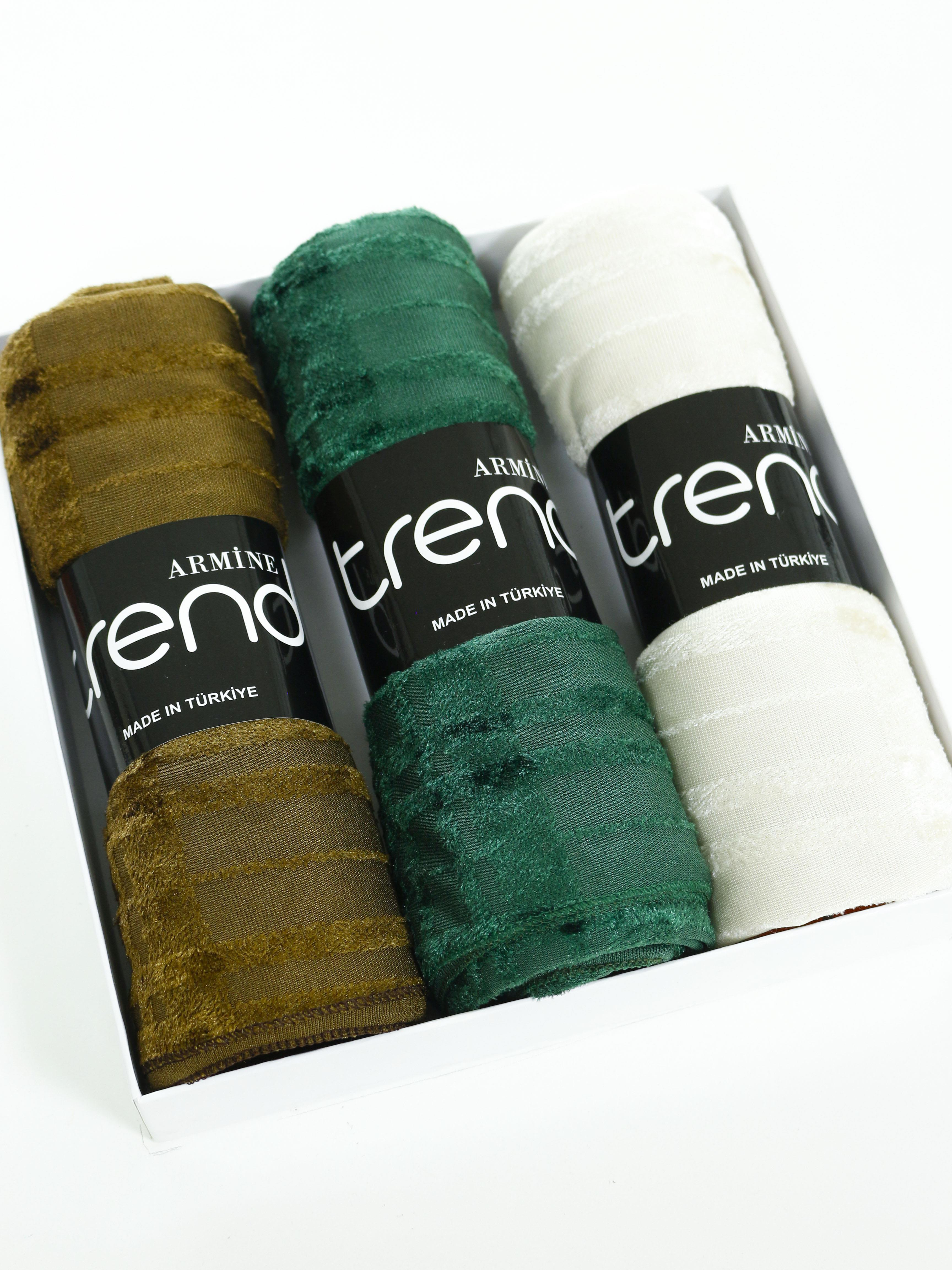 Armine Trend Örme Şal 3 - ATS3OR - 3'lü Set - Kahve, Zümrüt Yeşili, Taş Rengi